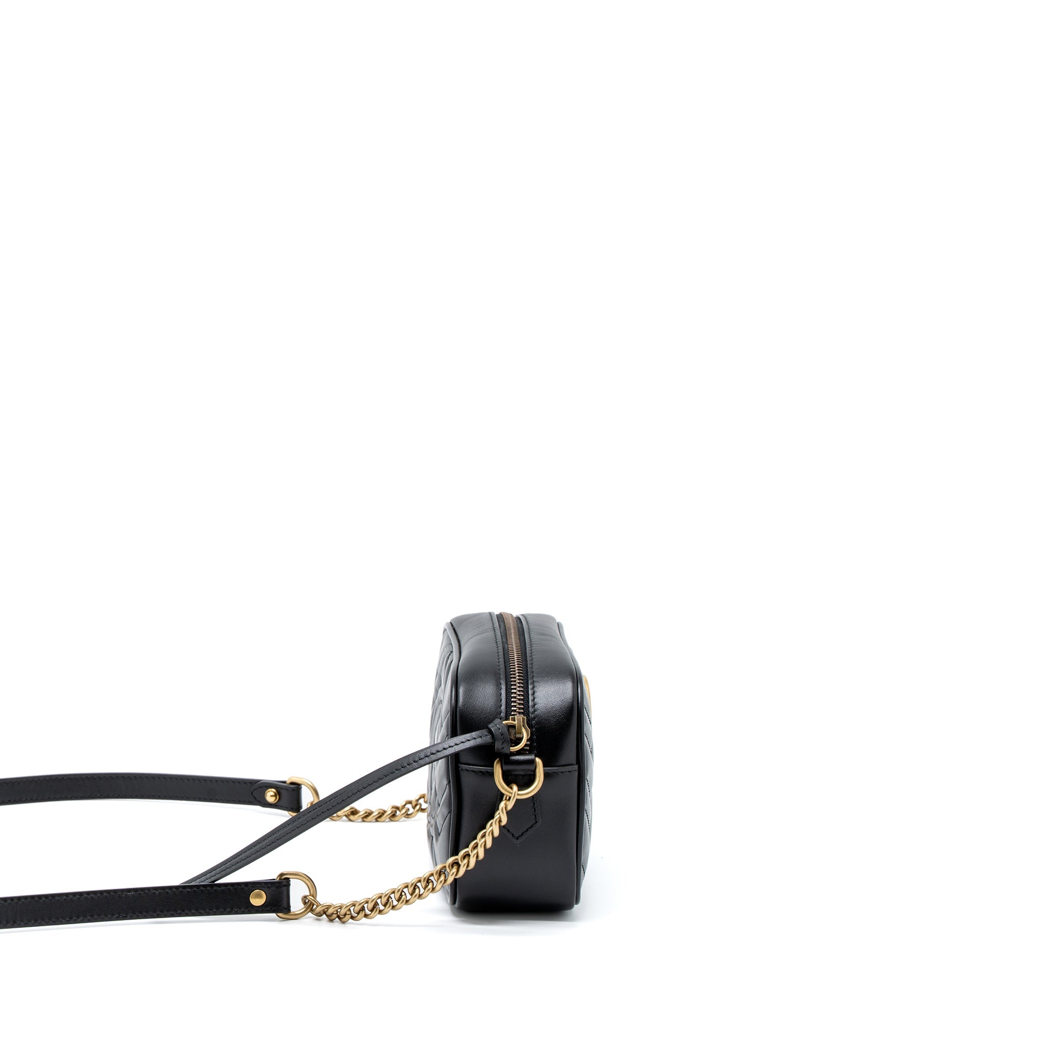 GUCCI GG MARMONT MATELASSE MINI BAG CALFSKIN BLACK GHW