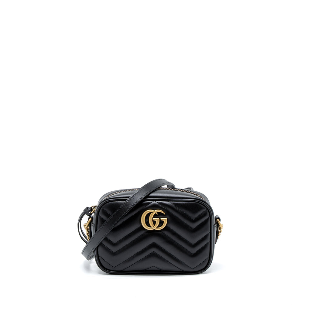 GUCCI GG MARMONT MATELASSE MINI BAG CALFSKIN BLACK GHW