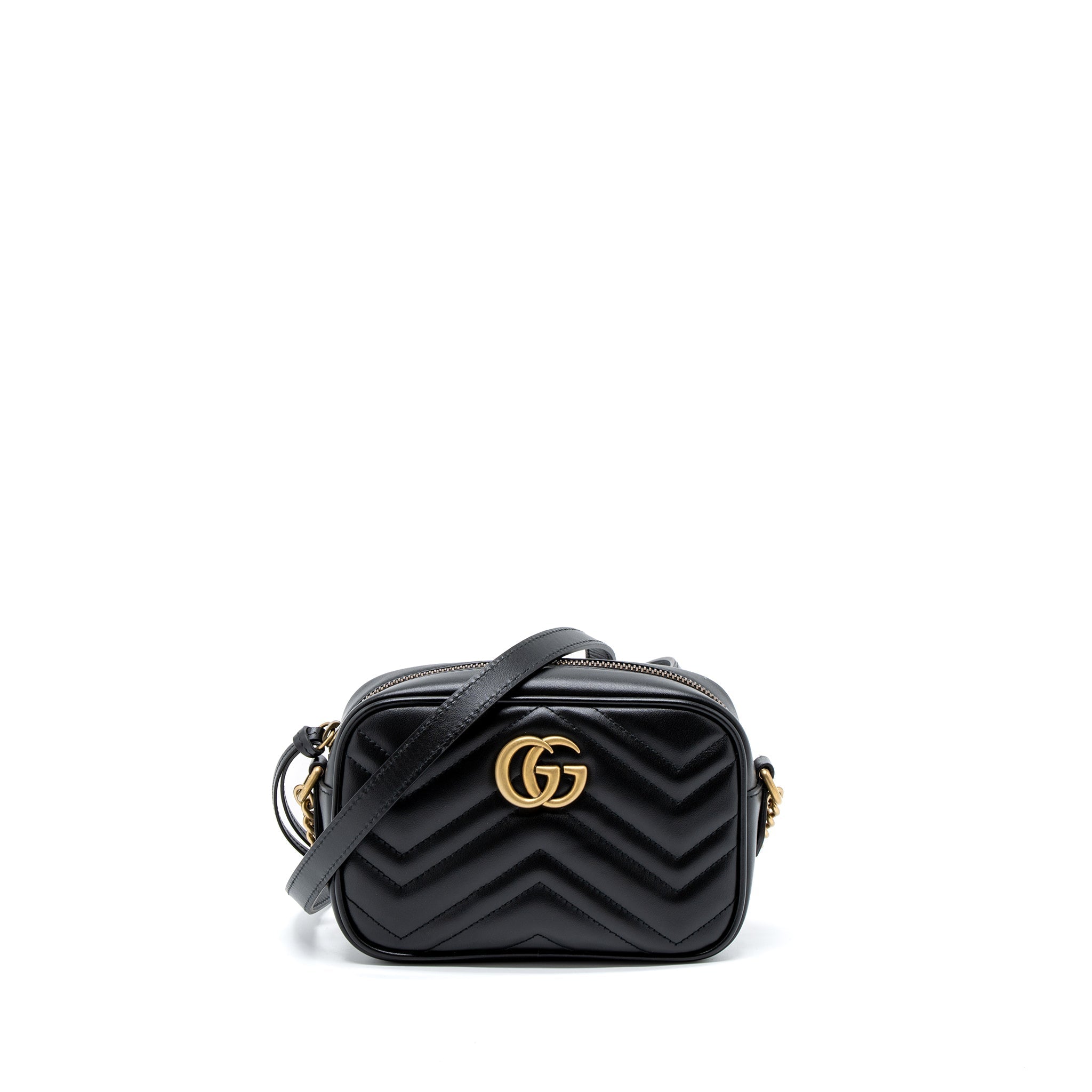 GUCCI GG MARMONT MATELASSE MINI BAG CALFSKIN BLACK GHW
