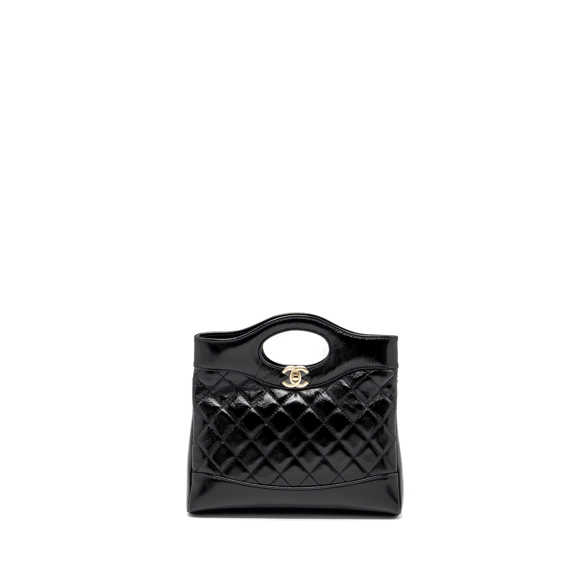 CHANEL 24S MINI 31 BAG SHINY LAMBSKIN BLACK GHW (MICROCHIP)
