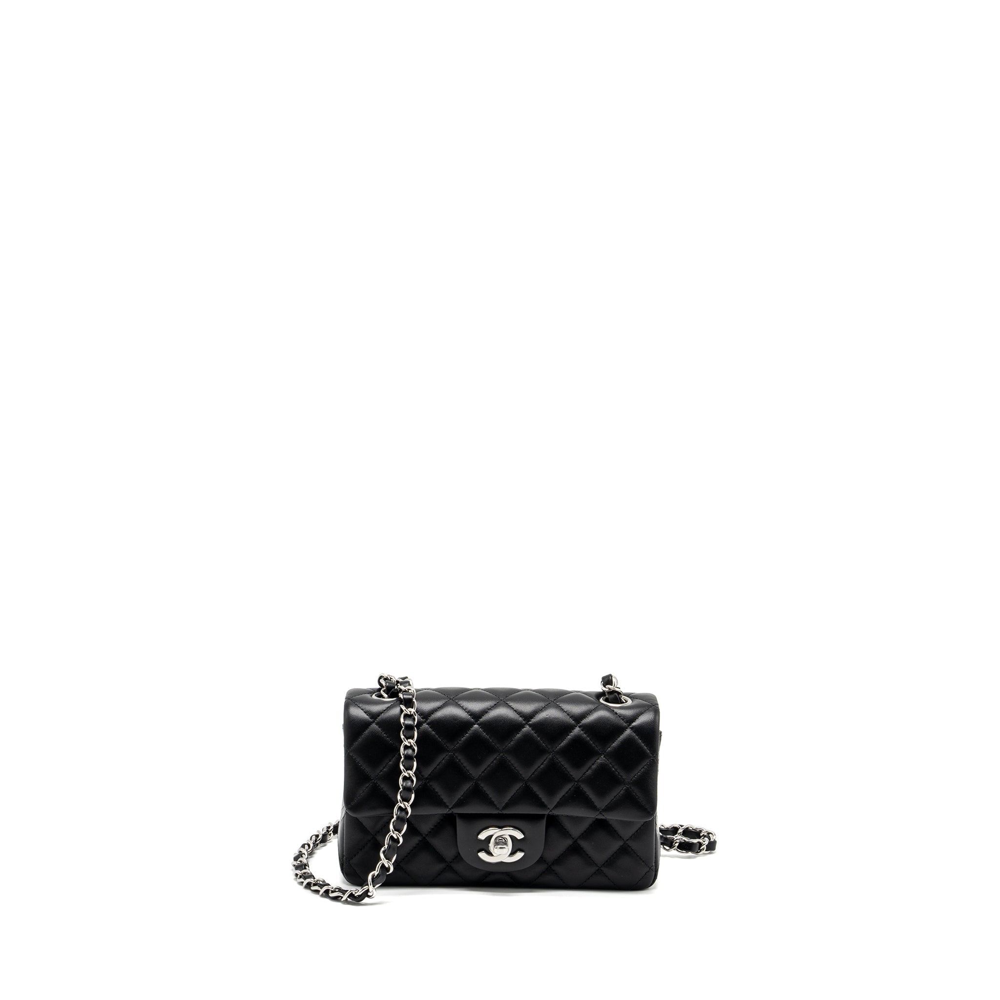 CHANEL MINI RECTANGULAR FLAP BAG LAMBSKIN BLACK SHW (MICROCHIP)