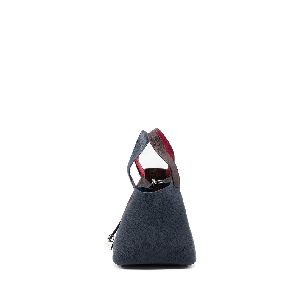 HERMES PICOTIN 18 LOCK BAG CLEMENCE BLUE NUIT/ROUGE SELLIER/FRAMBOISE SHW
