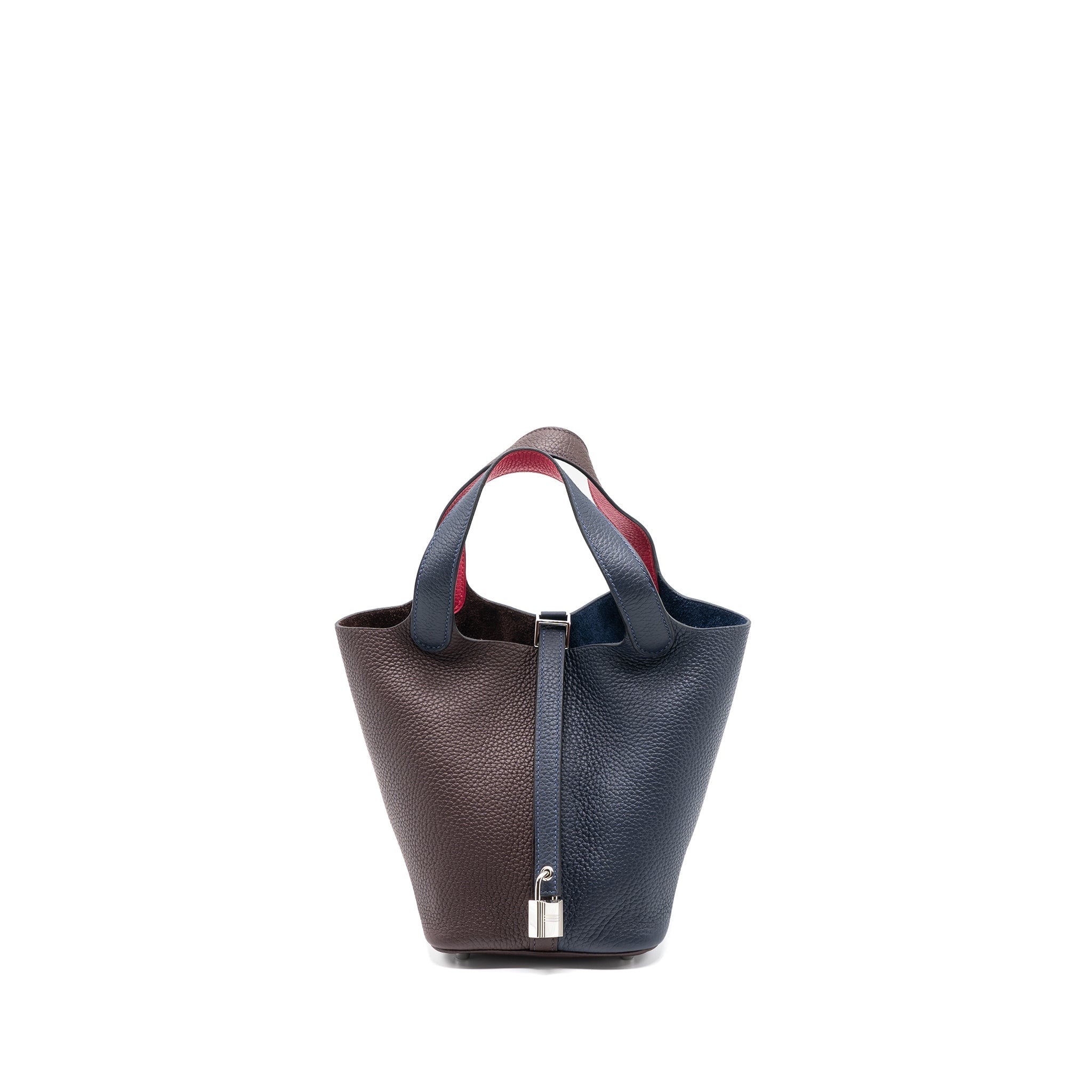 HERMES PICOTIN 18 LOCK BAG CLEMENCE BLUE NUIT/ROUGE SELLIER/FRAMBOISE SHW