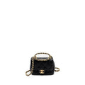 CHANEL ROUND HANDLE MINI SQUARE CROSSBODY BAG LAMBSKIN BRUSHED GHW(MICROCHIP)