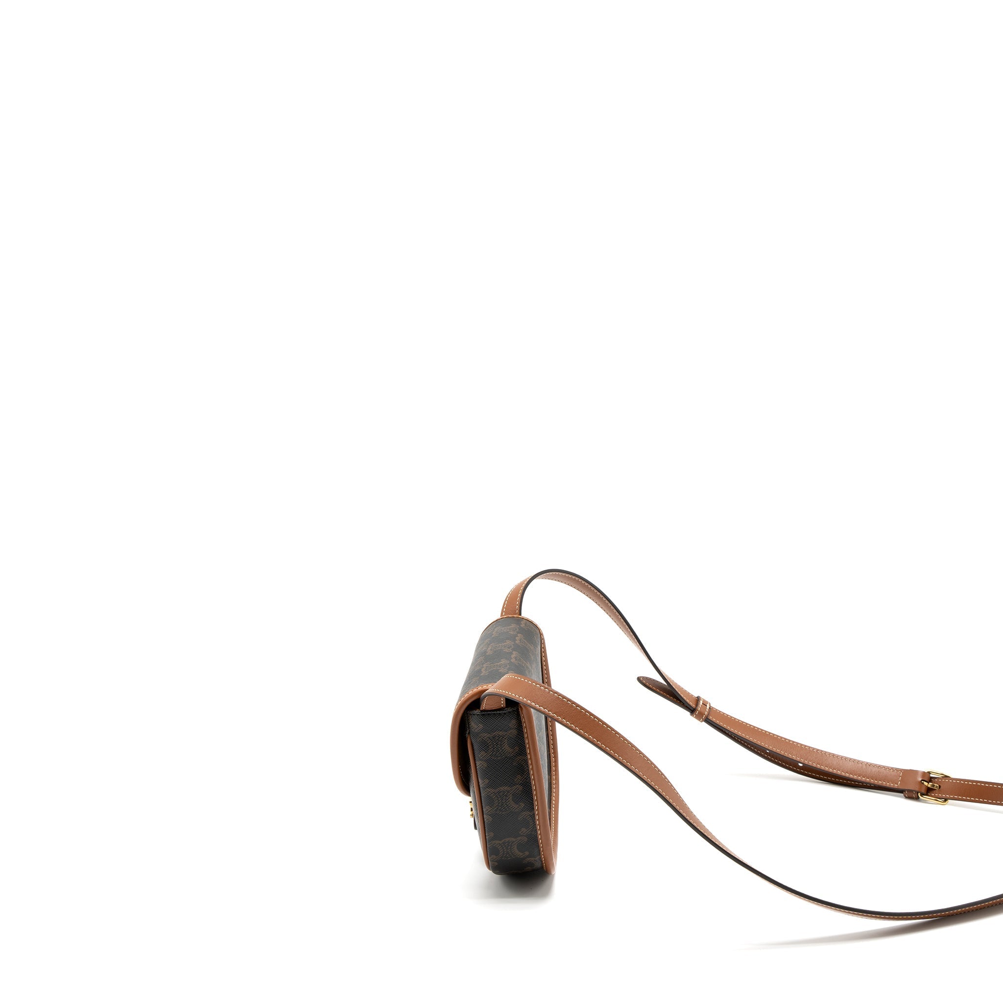 CELINE MINI BESACE IN TRIOMPHE CANVAS/CALFSKIN TAN GHW
