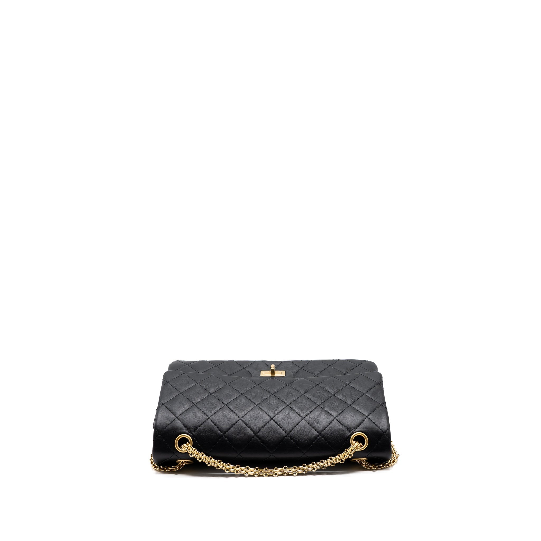 CHANEL 2.55 226 REISSUE FLAP BAG AGED CALFSKIN BLACK GHW