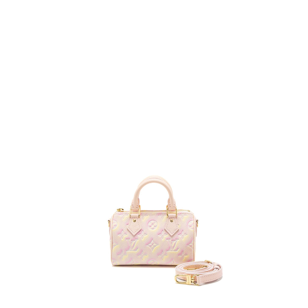LOUIS VUITTON NANO SPEEDY MONOGRAM EMPREINTE PINK/MULTICOLOUR GHW (NEW VERSION)