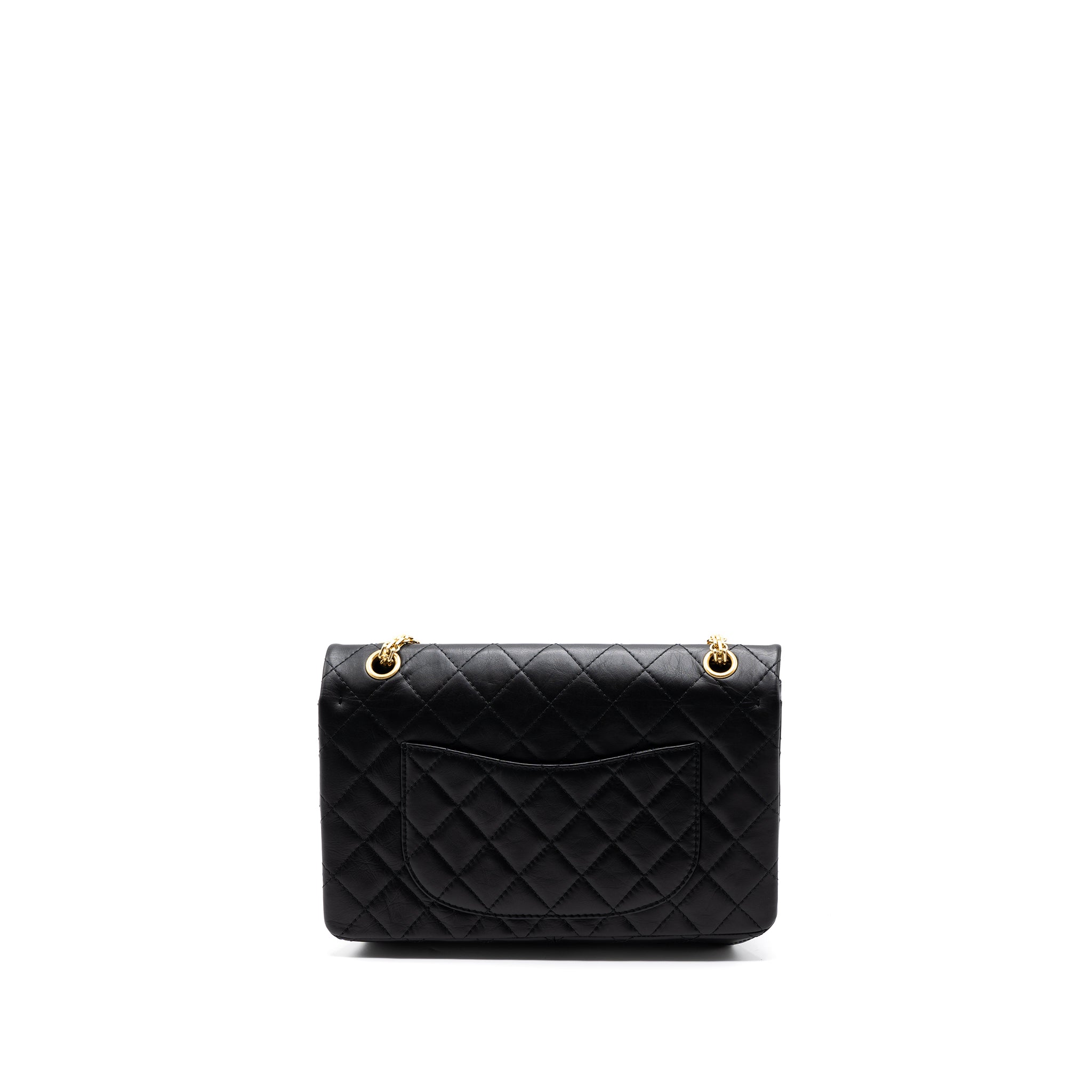 CHANEL 2.55 226 REISSUE FLAP BAG AGED CALFSKIN BLACK GHW