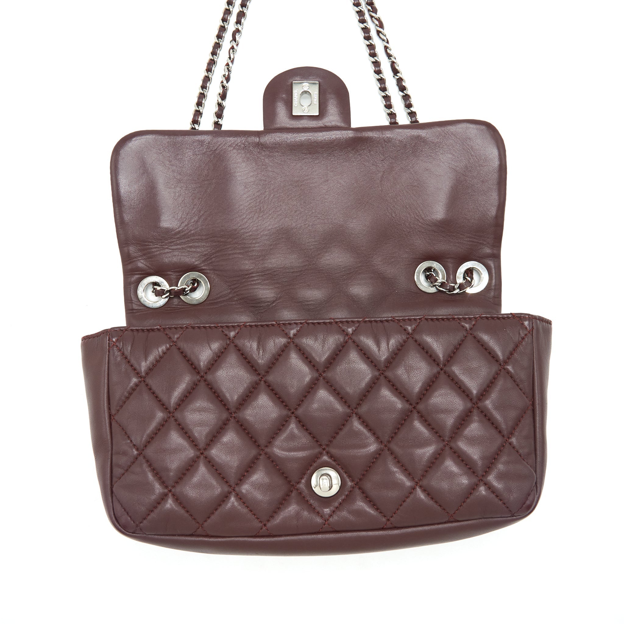 CHANEL COCO RAIN FLAP BAG LAMBSKIN BURGUNDY SHW