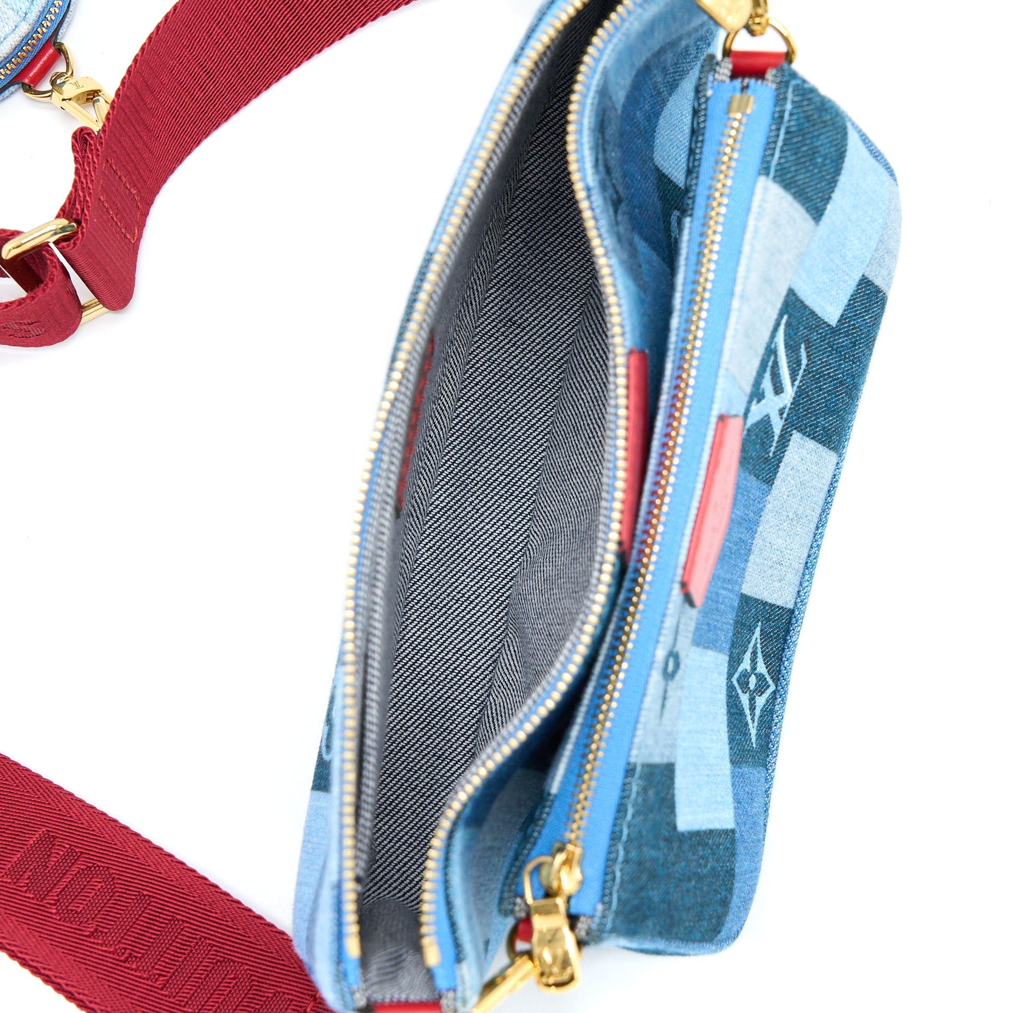 LOUIS VUITTON PATCHWORK MULTI-POCHETTE ACCESSOIRES BAG MONOGRAM DENIM GHW