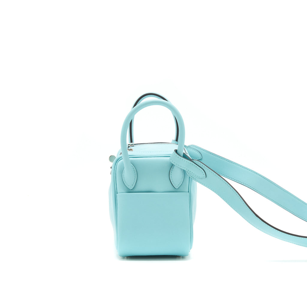 HERMES MINI LINDY SWIFT LEATHER 3P BLUE ATOLL SHW