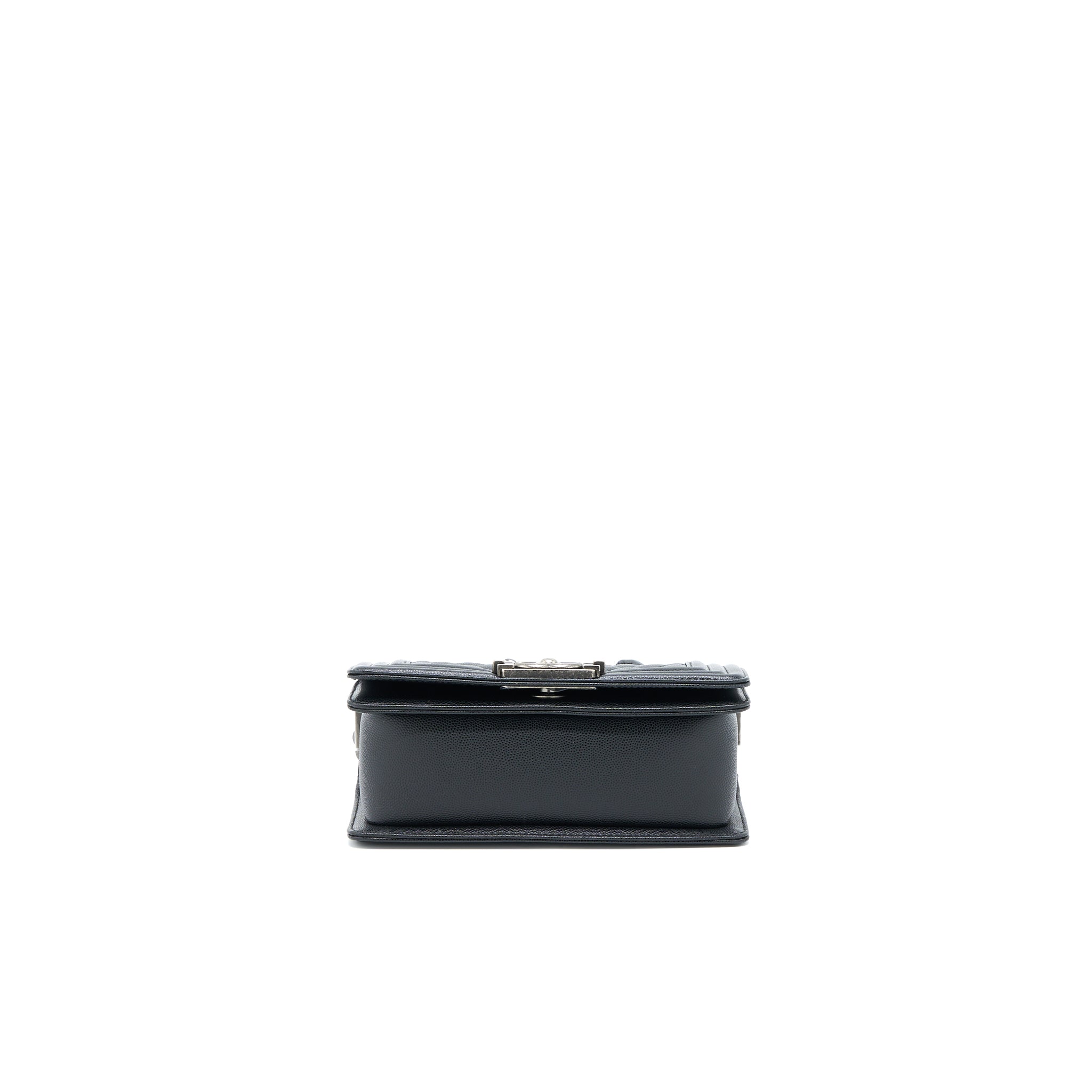 CHANEL SMALL BOY BAG CAVIAR BLACK RUTHENIUM HARDWARE (MICROCHIP)