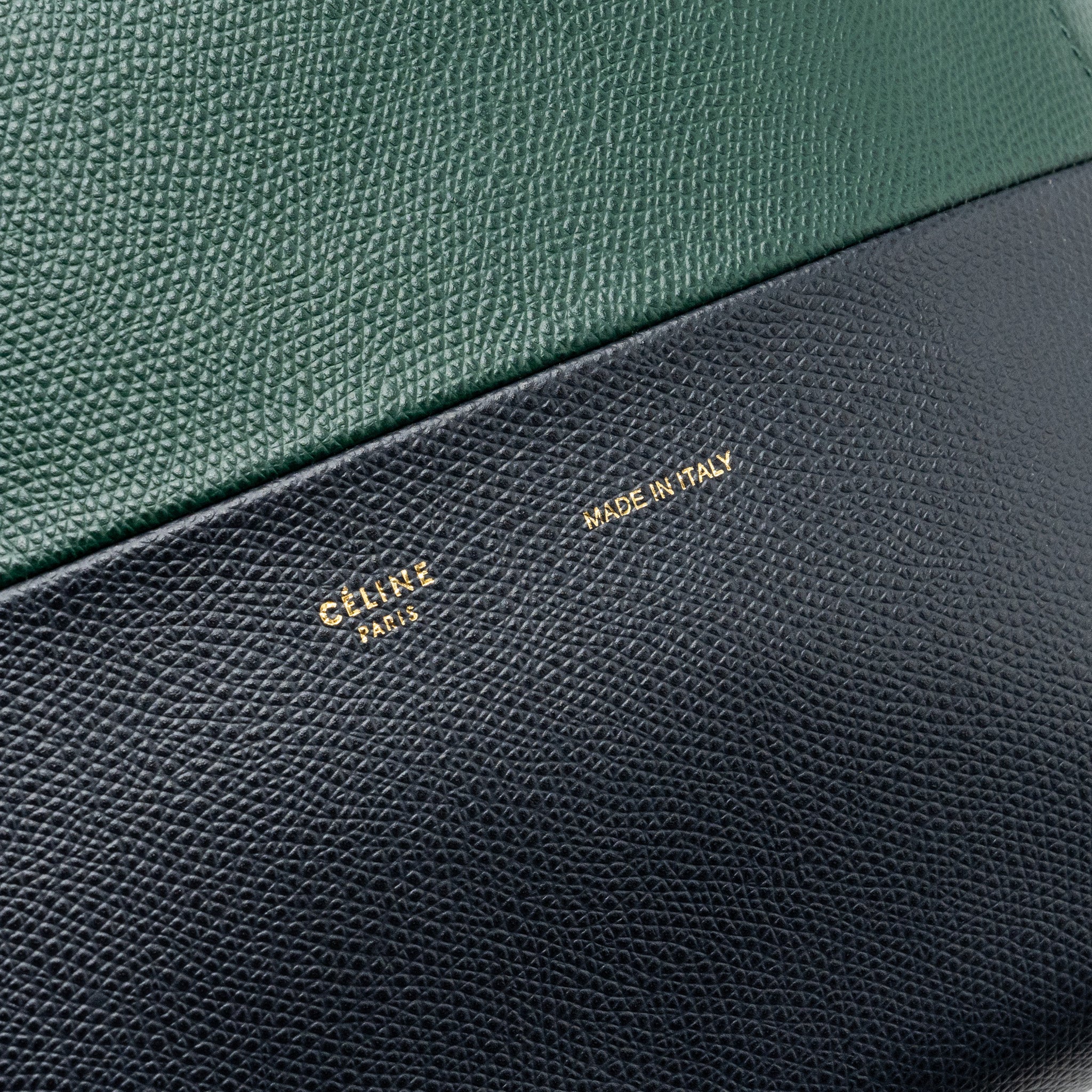 CELINE VERTICAL CABAS CALFSKIN GREEN / NAVY GHW