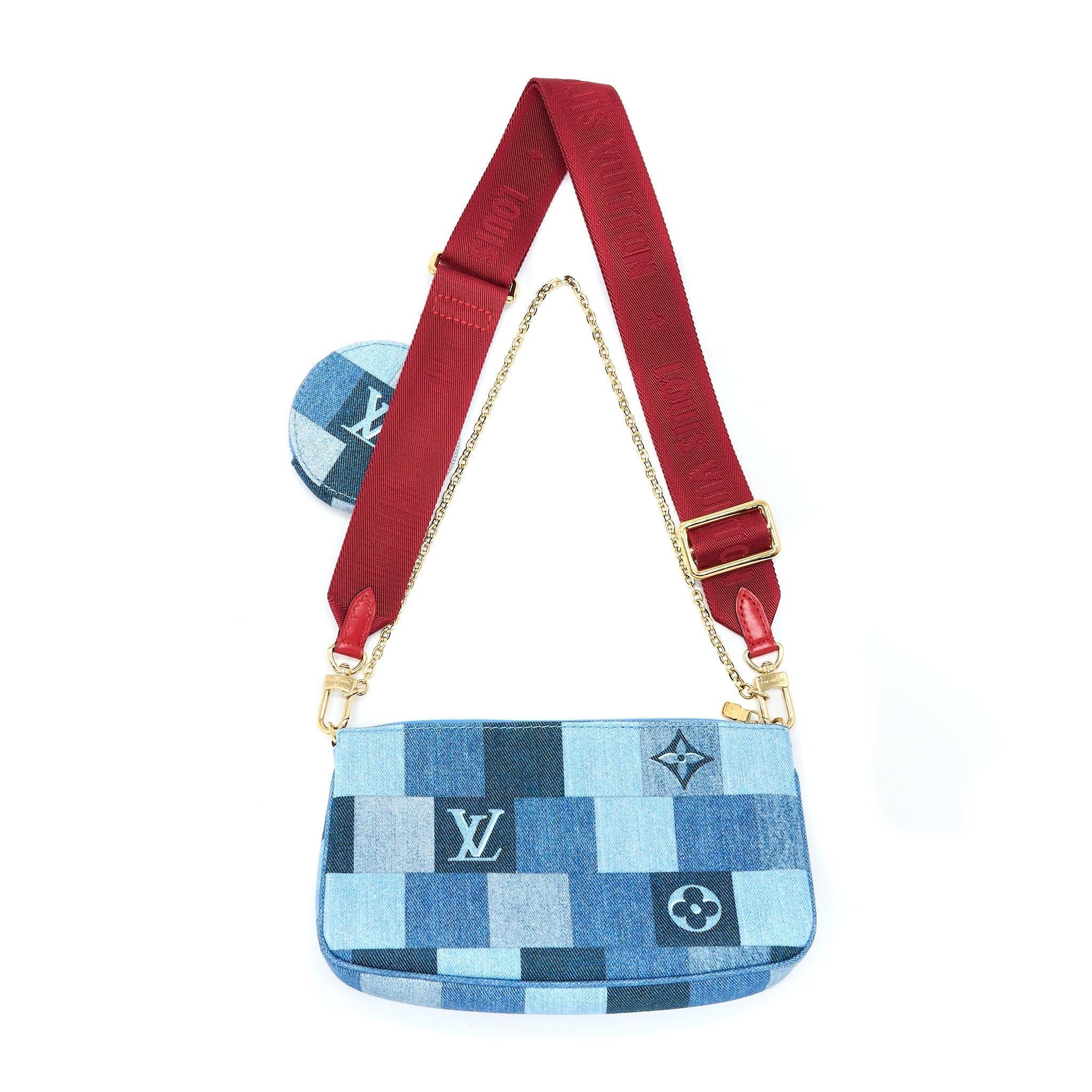 LOUIS VUITTON PATCHWORK MULTI-POCHETTE ACCESSOIRES BAG MONOGRAM DENIM GHW
