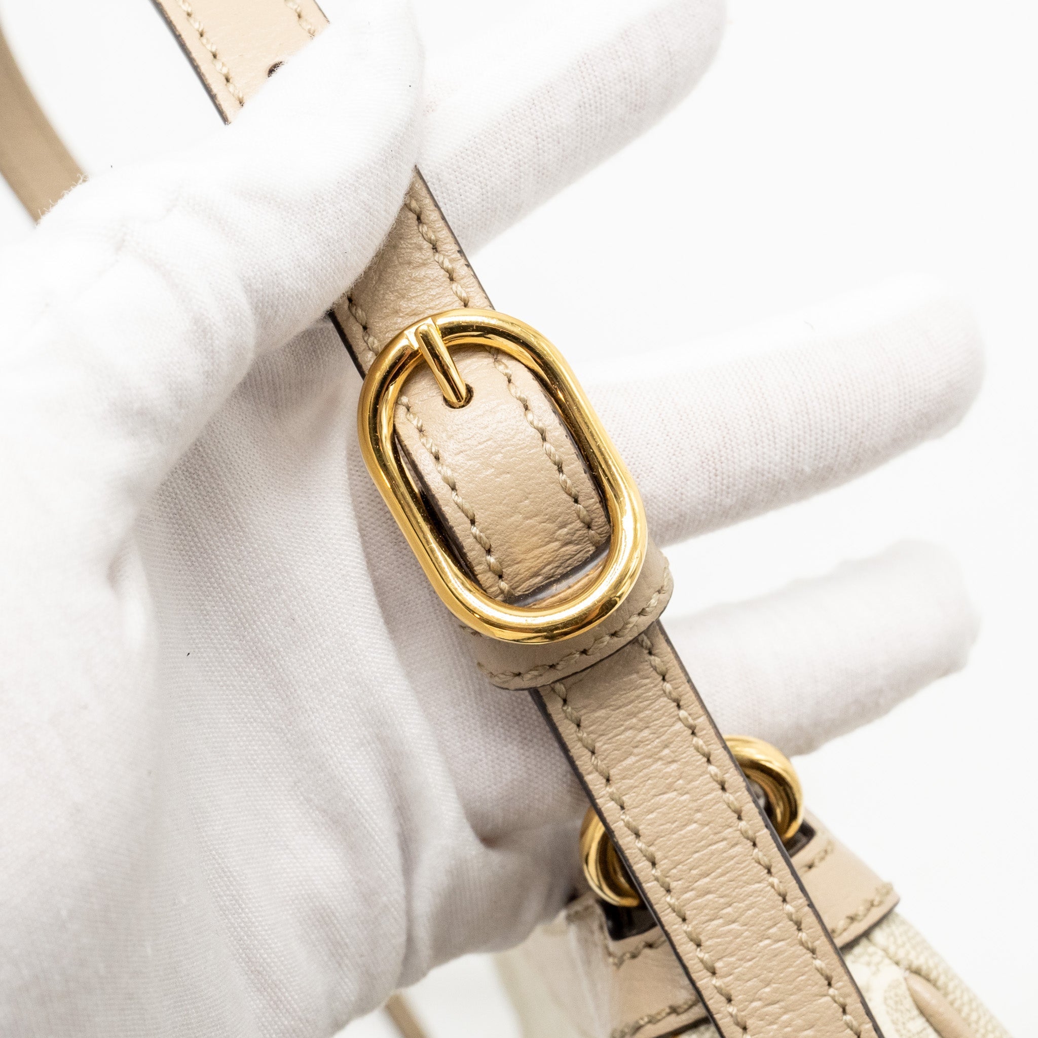 GUCCI OPHIDIA SMALL SHOULDER BAG GG SUPREME CANVAS BEIGE / WHITE GHW