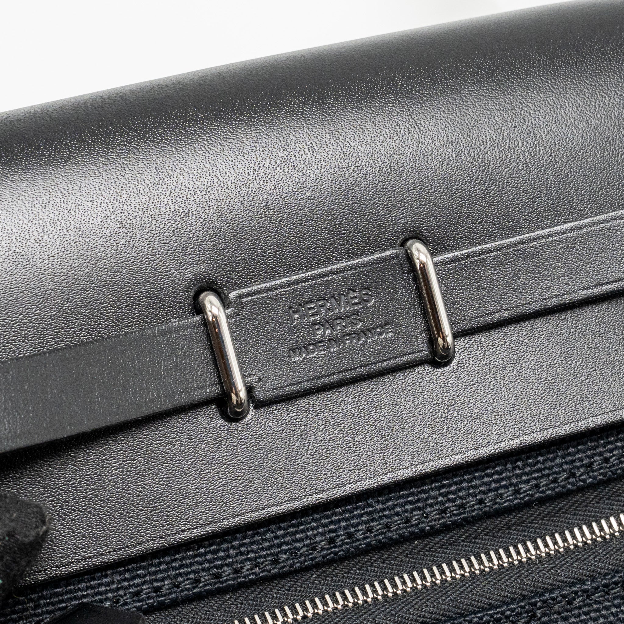 HERMES MINI HERBAG CANVAS / HUNTER LEATHER BLACK SHW