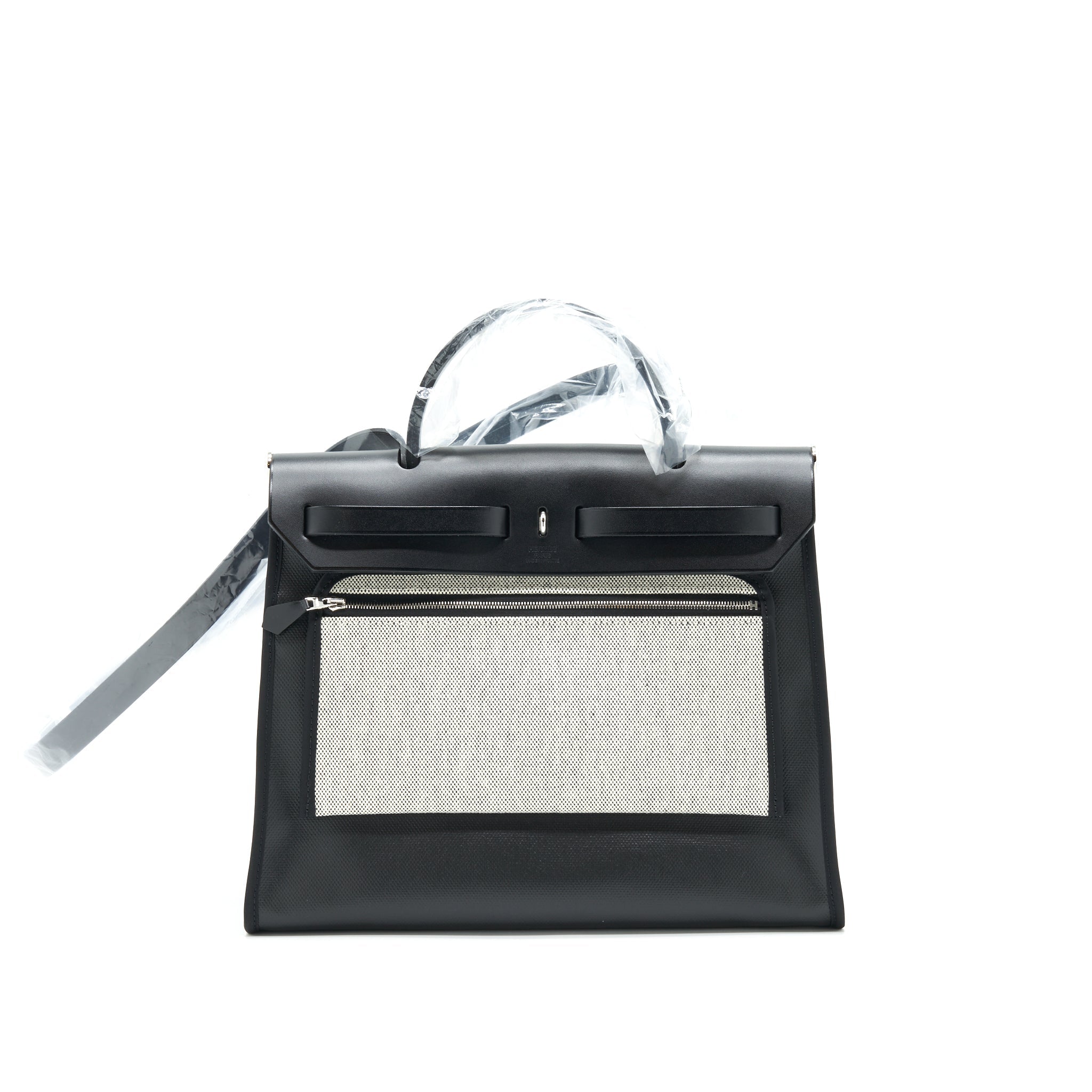 HERMES HERBAG 31 WITH BERLINE CANVAS AND HUNTER IN BLACK