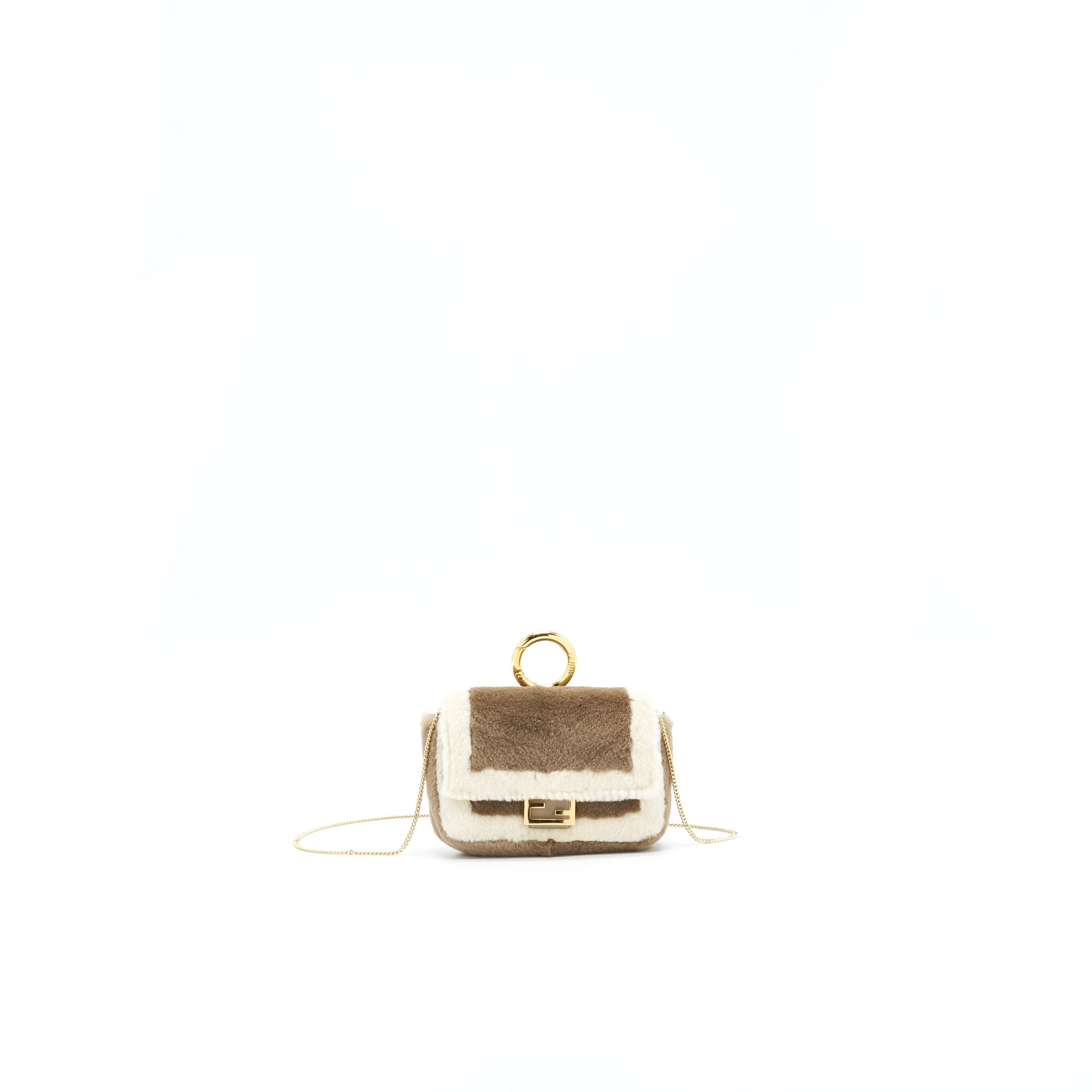 FENDI NANO BAGUETTE BROWN MINK CHARM