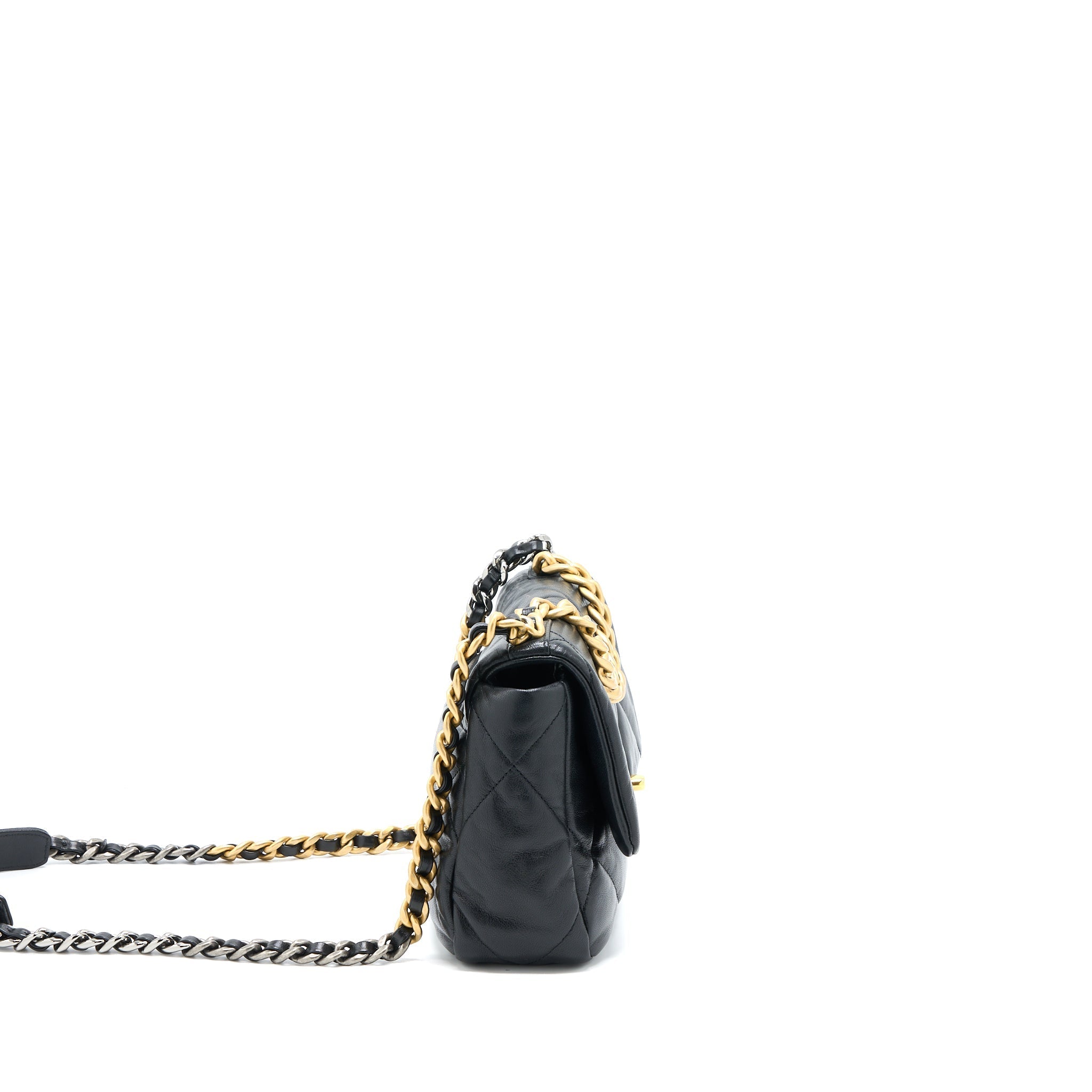 CHANEL SMALL 19 BAG GOATSKIN BLACK GHW