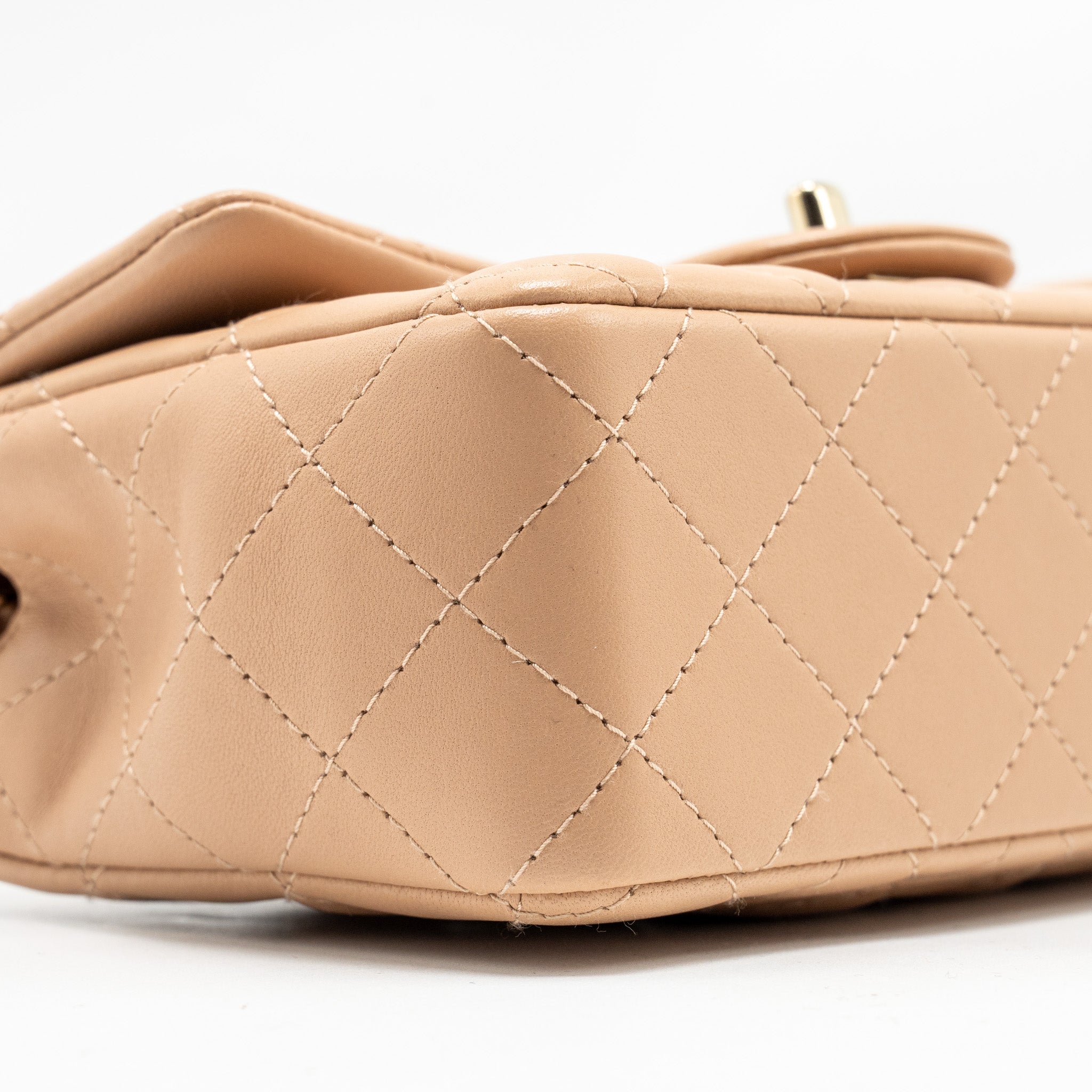 CHANEL MINI RECTANGULAR FLAP BAG LAMBSKIN LIGHT BEIGE LGHW (MICROCHIP)
