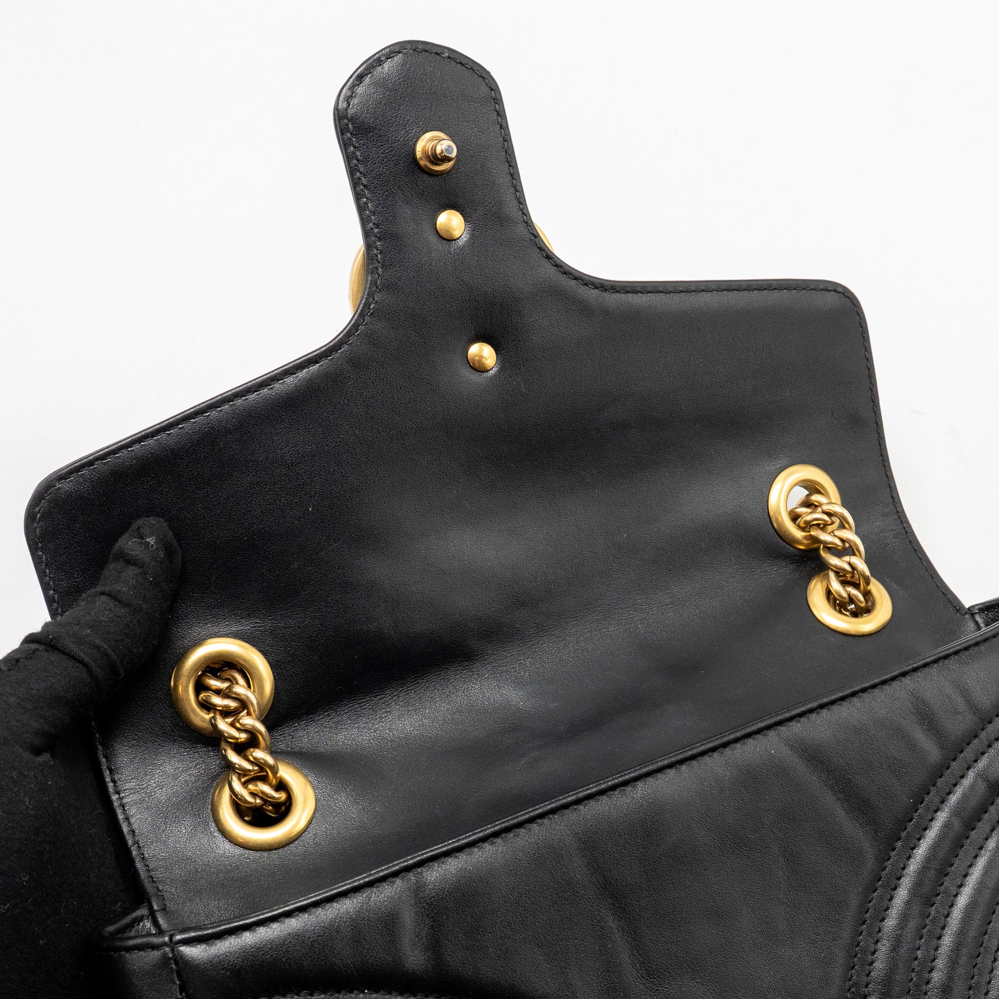 GUCCI MEDIUM GG MARMONT BAG CALFSKIN BLACK GHW