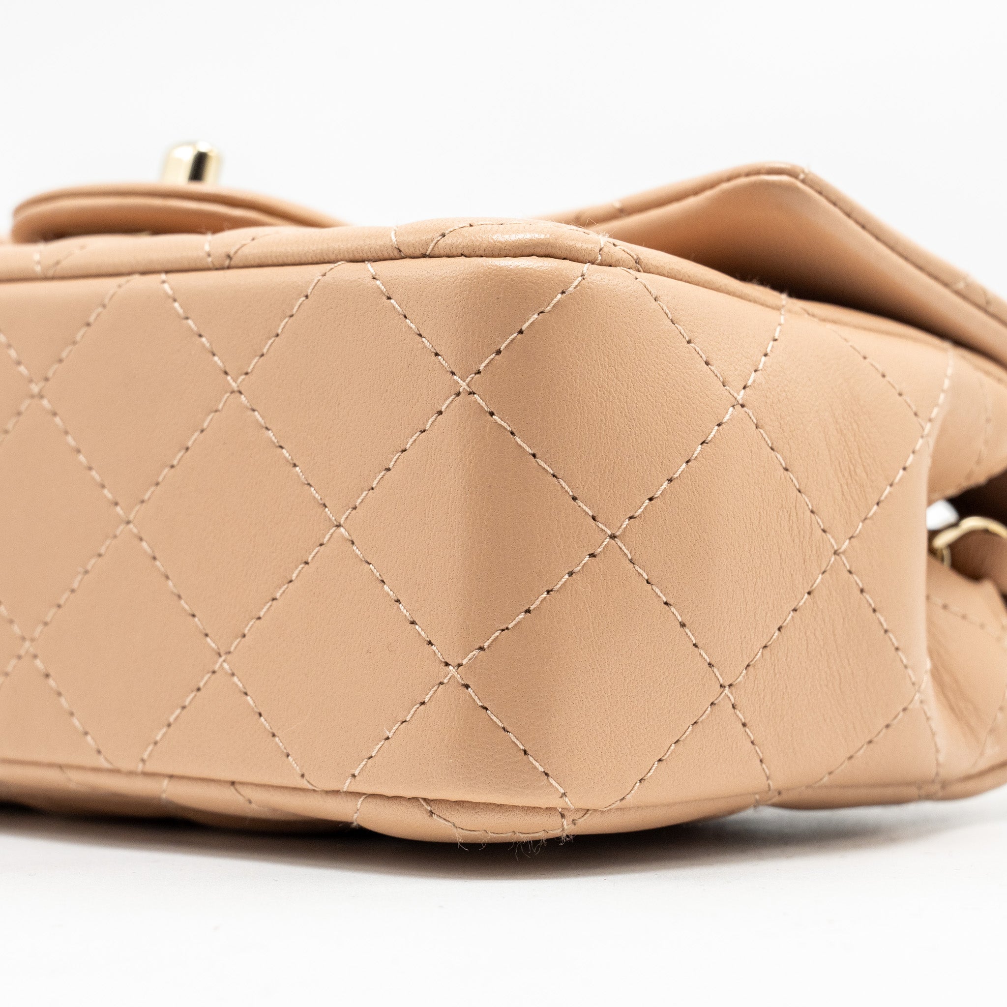 CHANEL MINI RECTANGULAR FLAP BAG LAMBSKIN LIGHT BEIGE LGHW (MICROCHIP)