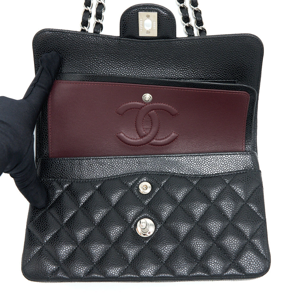 CHANEL SMALL CLASSIC FLAP BAG CAVIAR BLACK SHW(MICROCHIP)