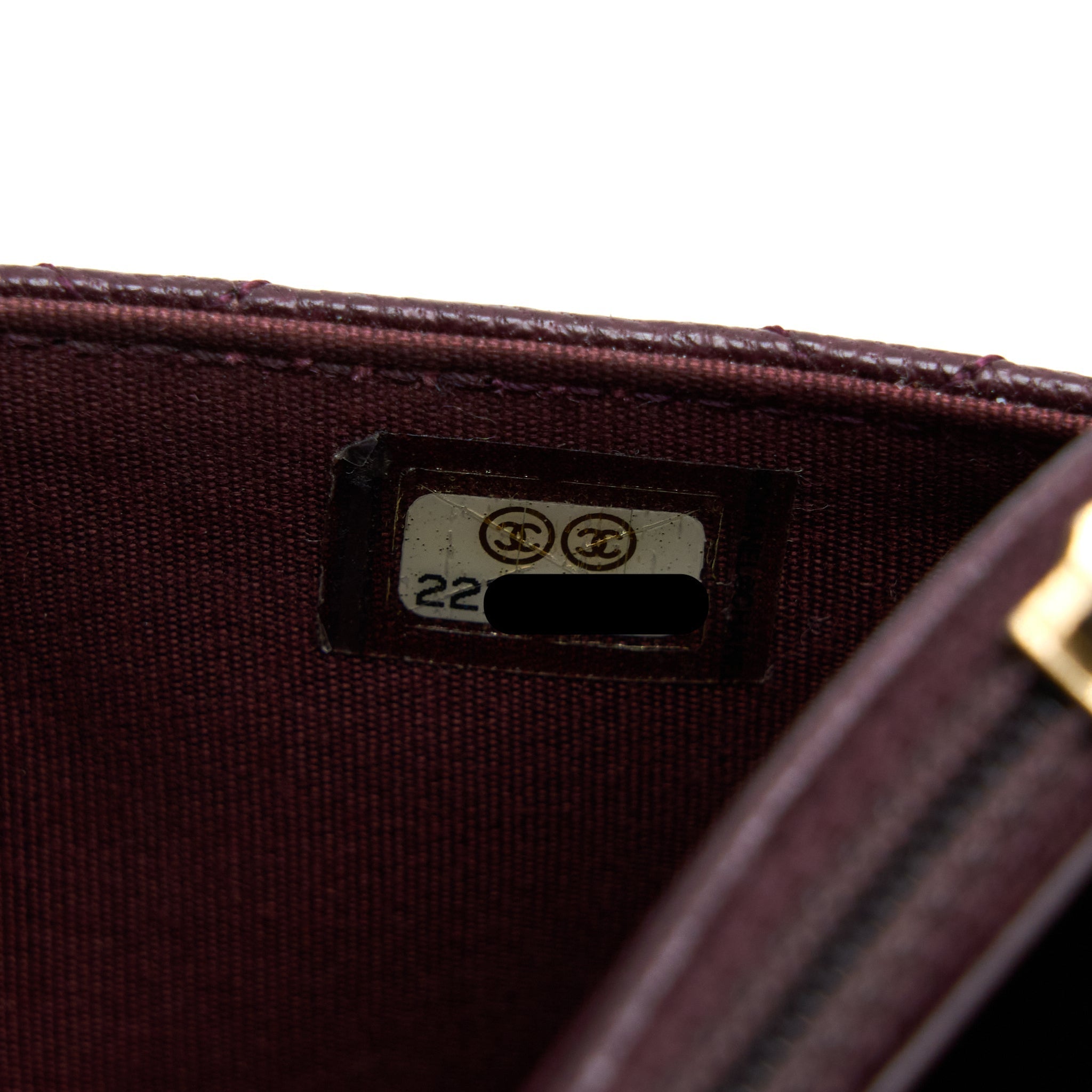 CHANEL BOY WALLET ON CHAIN CAVIAR BURGUNDY GHW