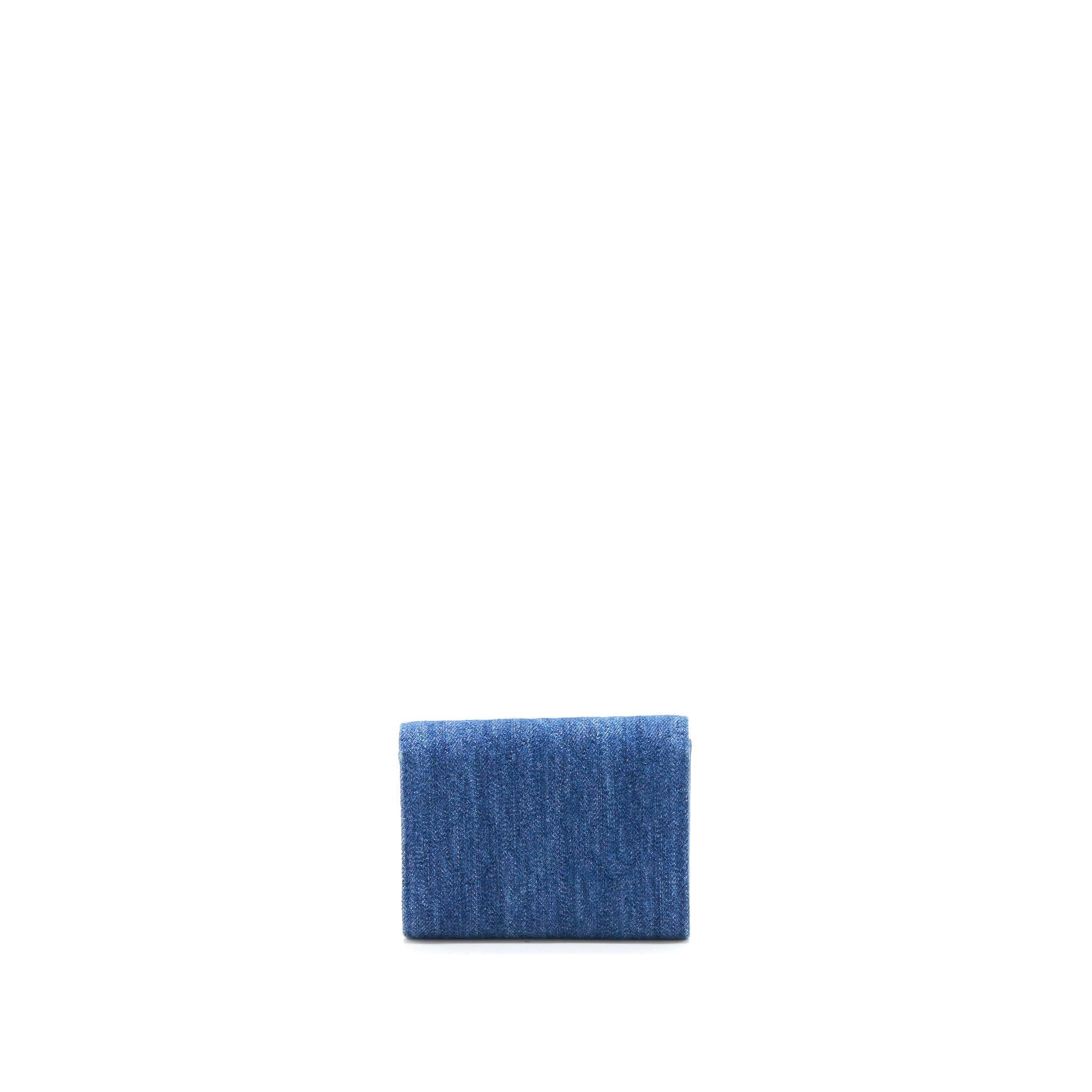 CHANEL FLAP CARD HOLDER CAMELLIA DENIM BLUE SHW