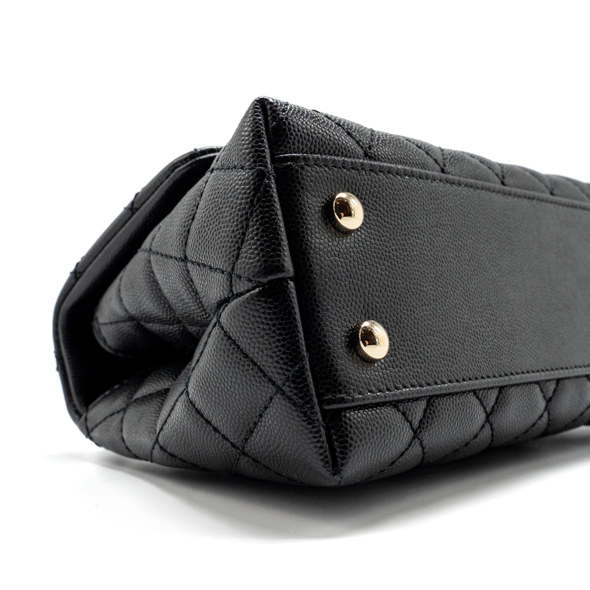 CHANEL SMALL COCO HANDLE WITH LIZARD EMBOSSED HANDLE CAVIAR BLACK LGHW