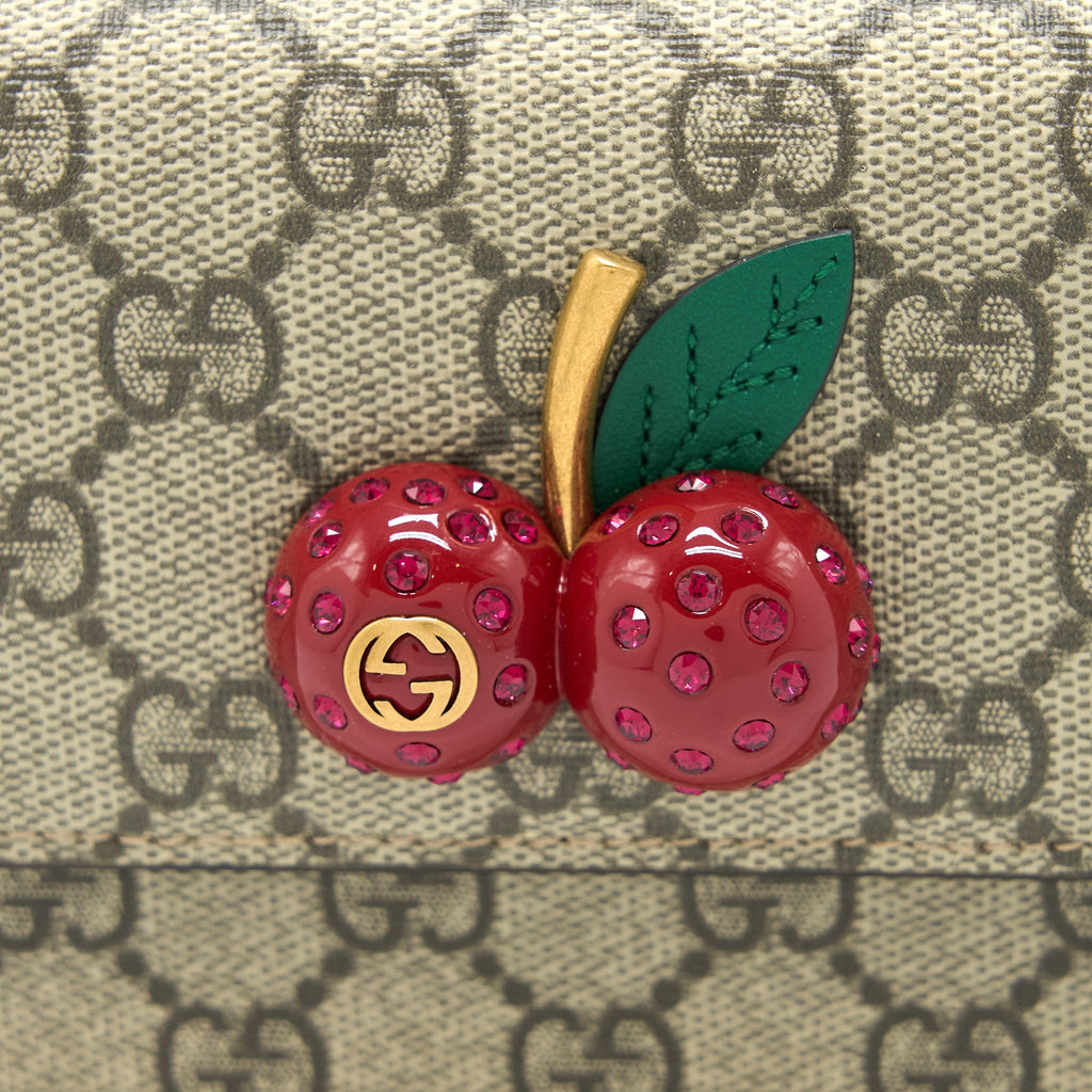 GUCCI SUPREME MINI BAG CHERRIES GG SUPREME CANVAS GHW