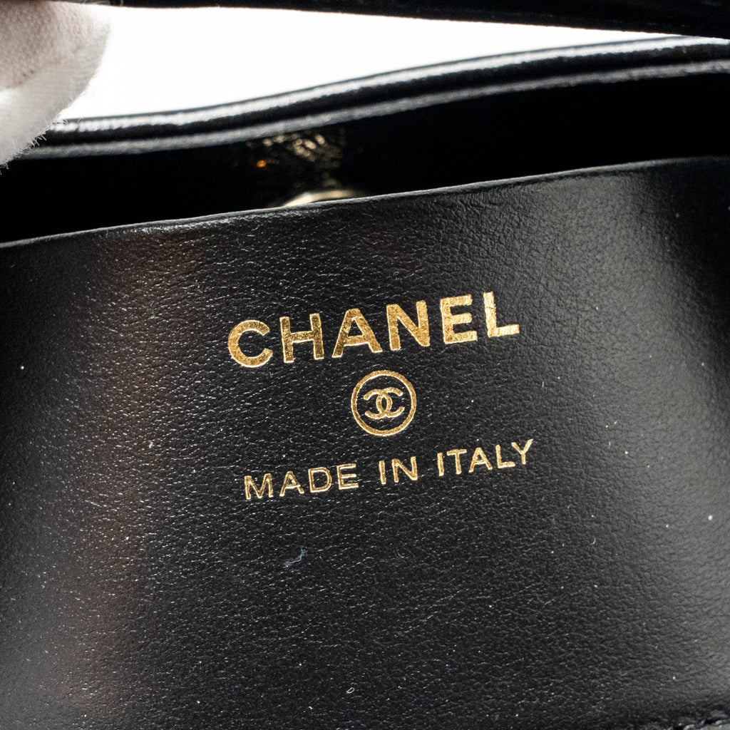 CHANEL MINI 31 CLUTCH WITH CHAIN SHINY LAMBSKIN BLACK LGHW (MICROCHIP)
