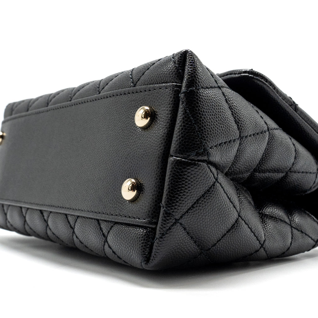 CHANEL SMALL COCO HANDLE WITH LIZARD EMBOSSED HANDLE CAVIAR BLACK LGHW