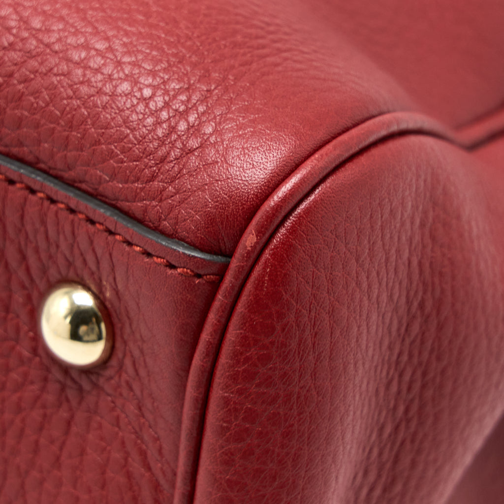 GUCCI CROSSBODY TOTE BAG BAMBOO HANDLE CALFSKIN RED LGHW