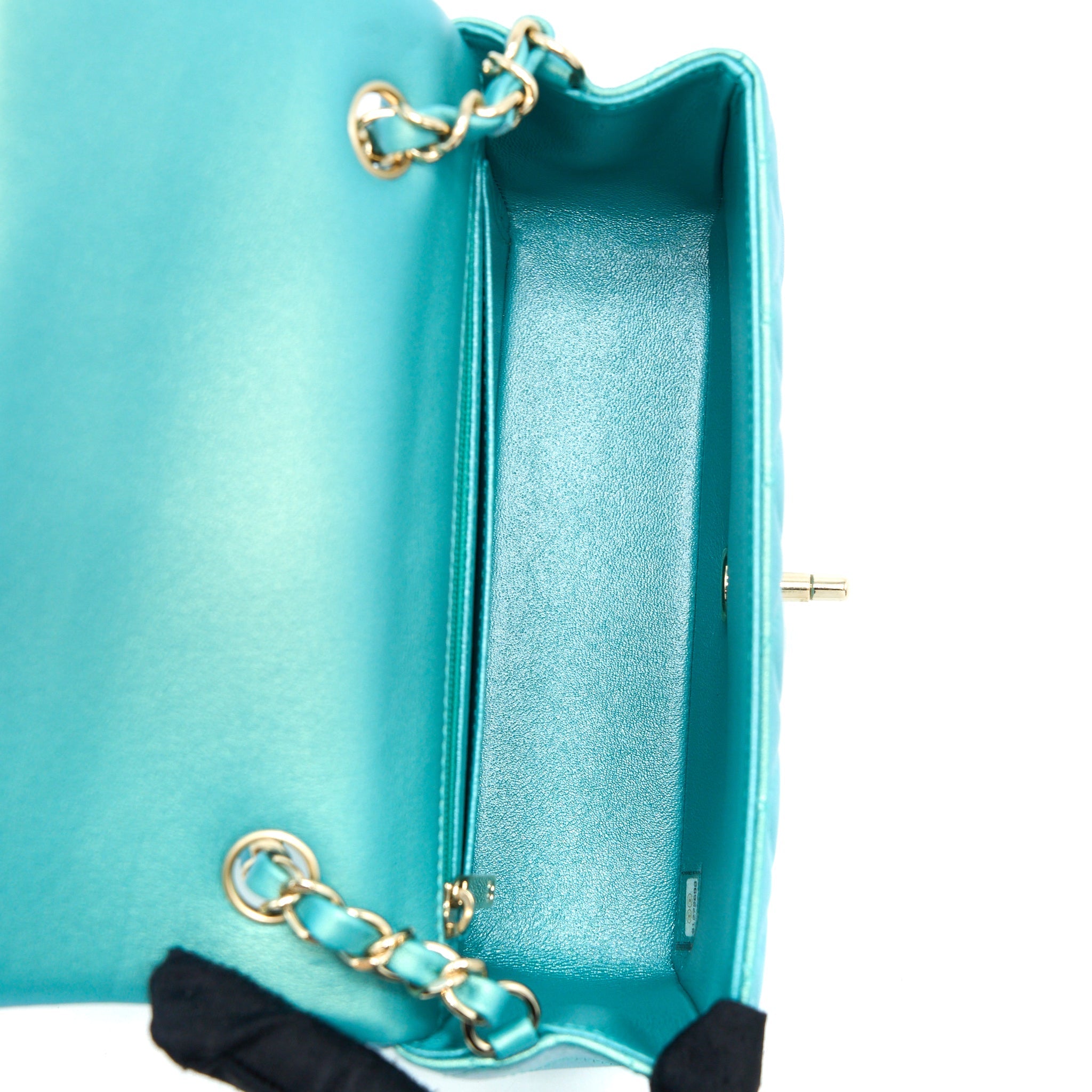 CHANEL 21S MINI RECTANGULAR FLAP BAG CALFSKIN IRIDESCENT GREEN LGHW