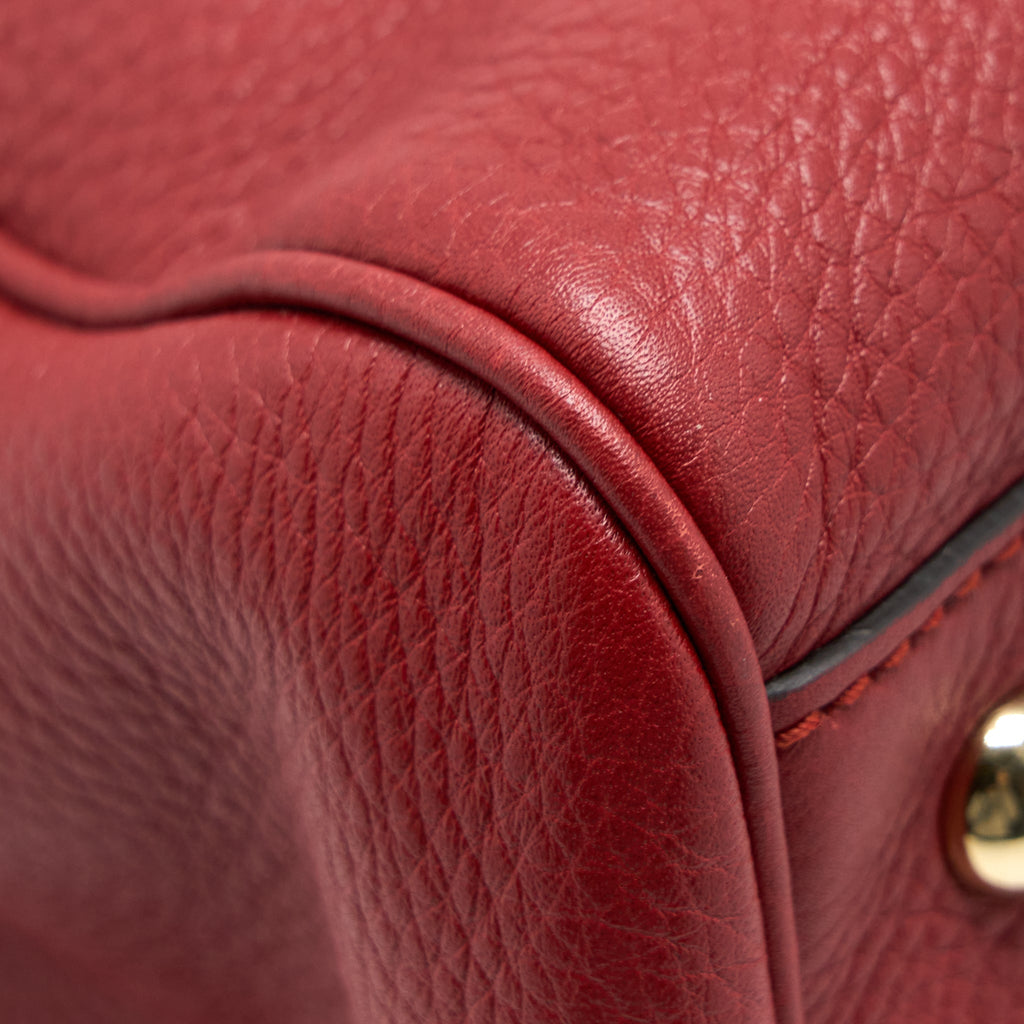 GUCCI CROSSBODY TOTE BAG BAMBOO HANDLE CALFSKIN RED LGHW