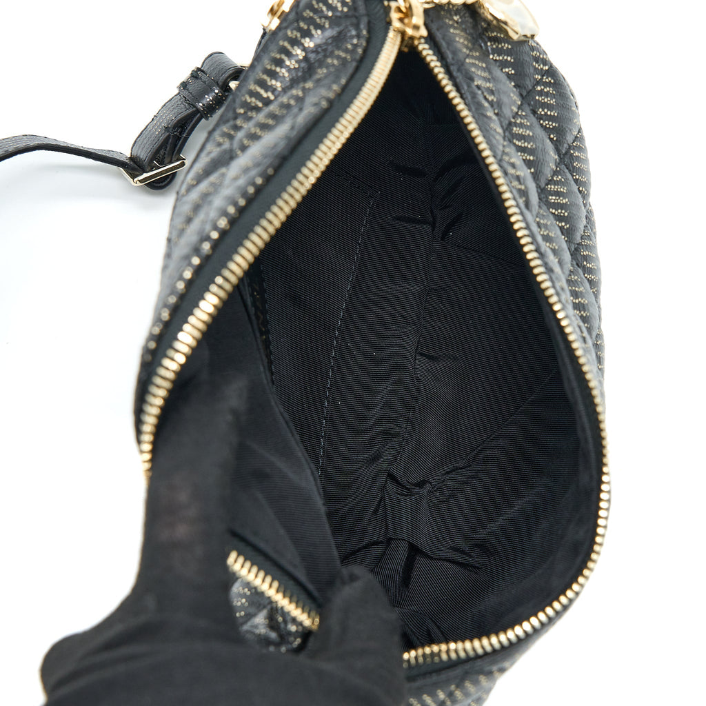 CHANEL SEASONAL WAIST BAG CALFSKIN BLACK/GOLD GHW