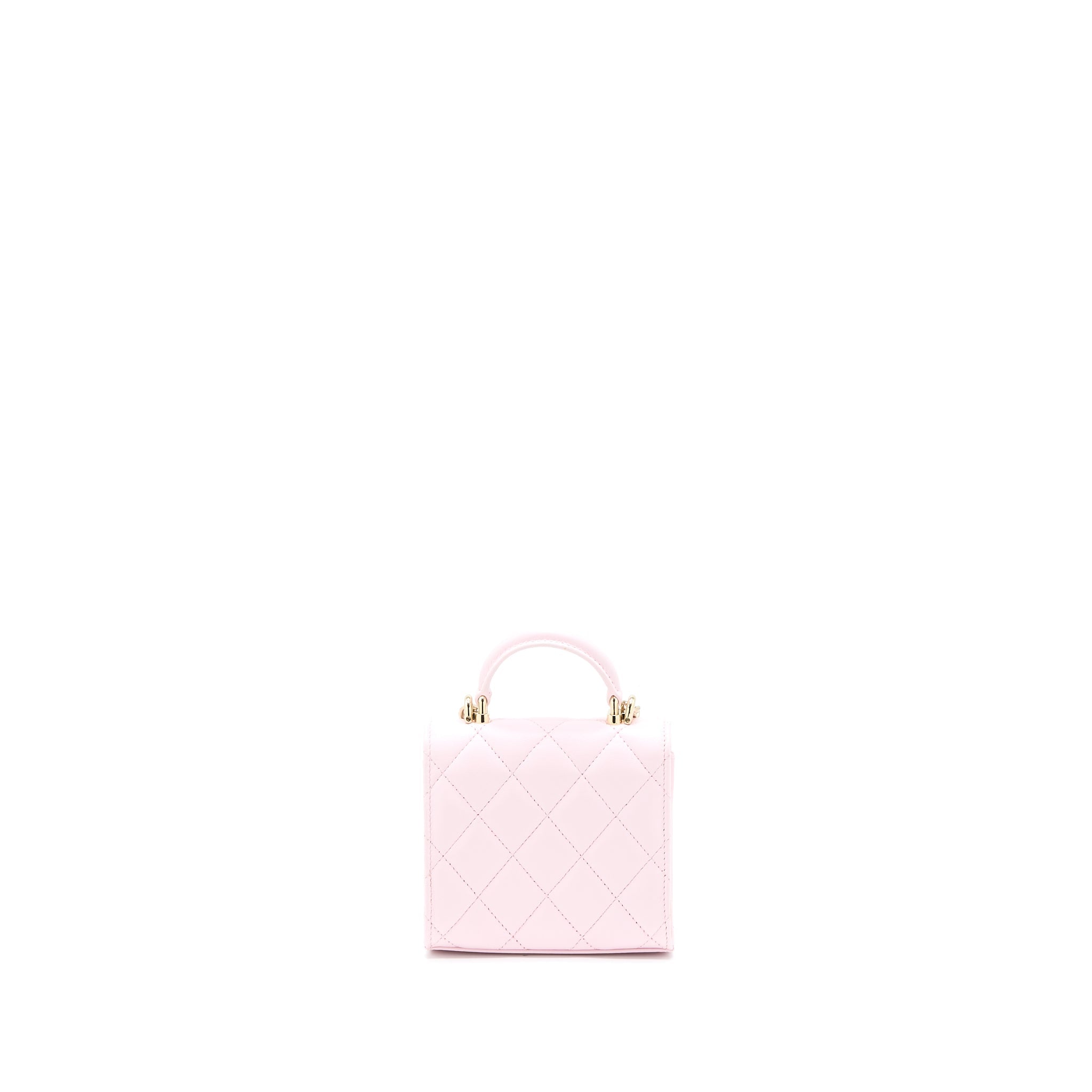 CHANEL TOP HANDLE MINI FLAP BAG WITH CHAIN LAMBSKIN LIGHT PINK LGHW