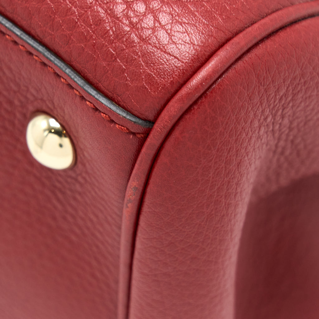 GUCCI CROSSBODY TOTE BAG BAMBOO HANDLE CALFSKIN RED LGHW