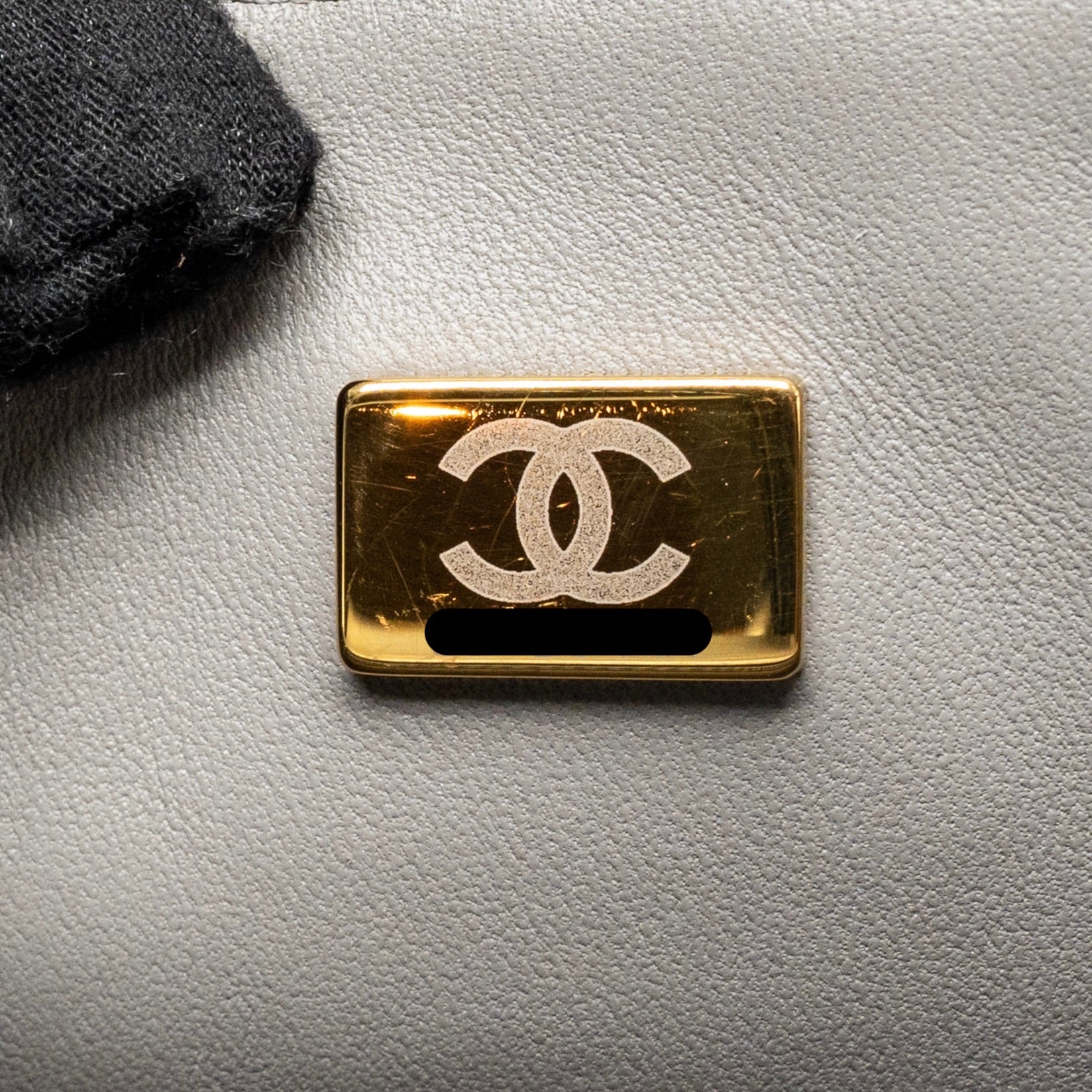 CHANEL 22K METAL TOP HANDLE MINI RECTANGULAR FLAP BAG LAMBSKIN GREY GHW (MICROCHIP)