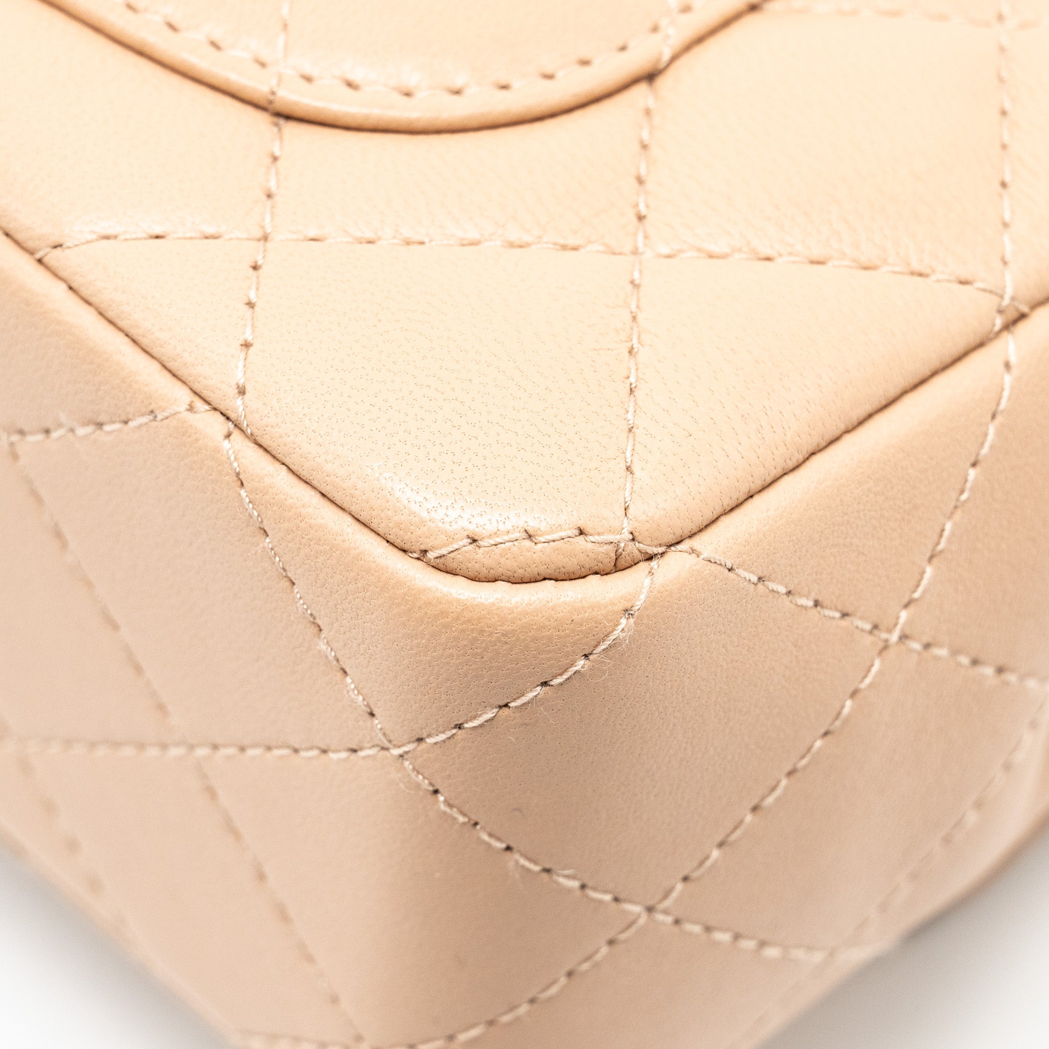 CHANEL MINI RECTANGULAR FLAP BAG LAMBSKIN LIGHT BEIGE LGHW (MICROCHIP)