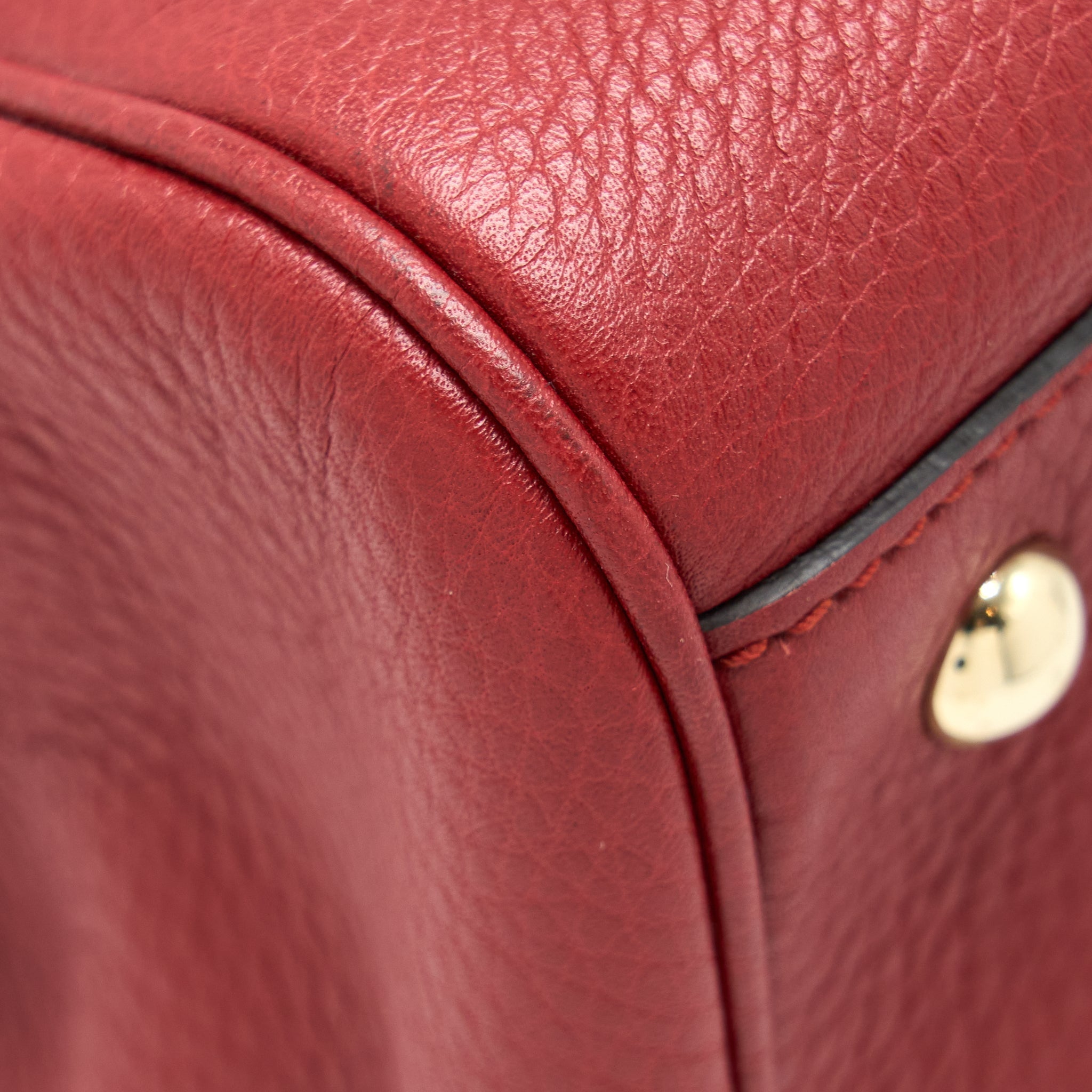 GUCCI CROSSBODY TOTE BAG BAMBOO HANDLE CALFSKIN RED LGHW