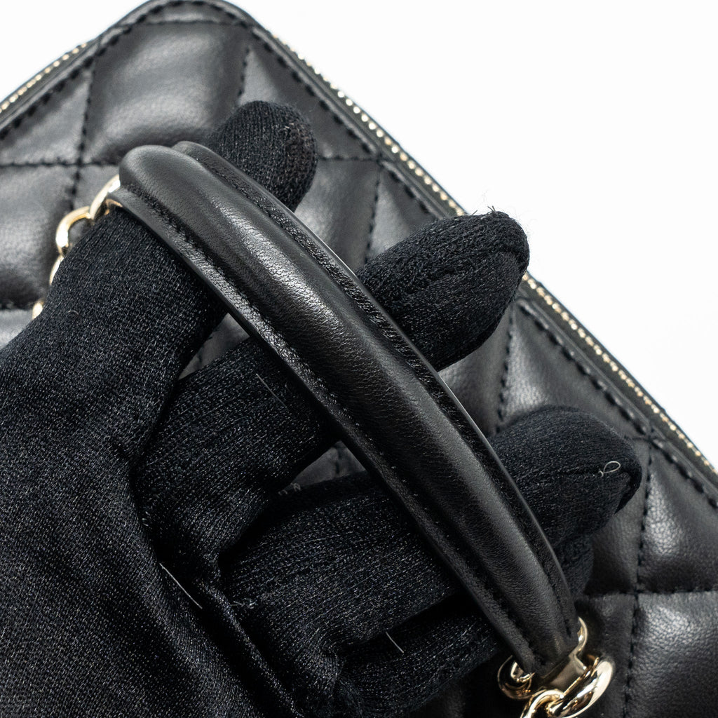 CHANEL TOP HANDLE LONG VANITY WITH CHAIN LAMBSKIN BLACK LGHW(MICROCHIP)