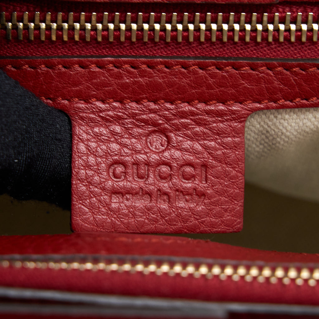 GUCCI CROSSBODY TOTE BAG BAMBOO HANDLE CALFSKIN RED LGHW