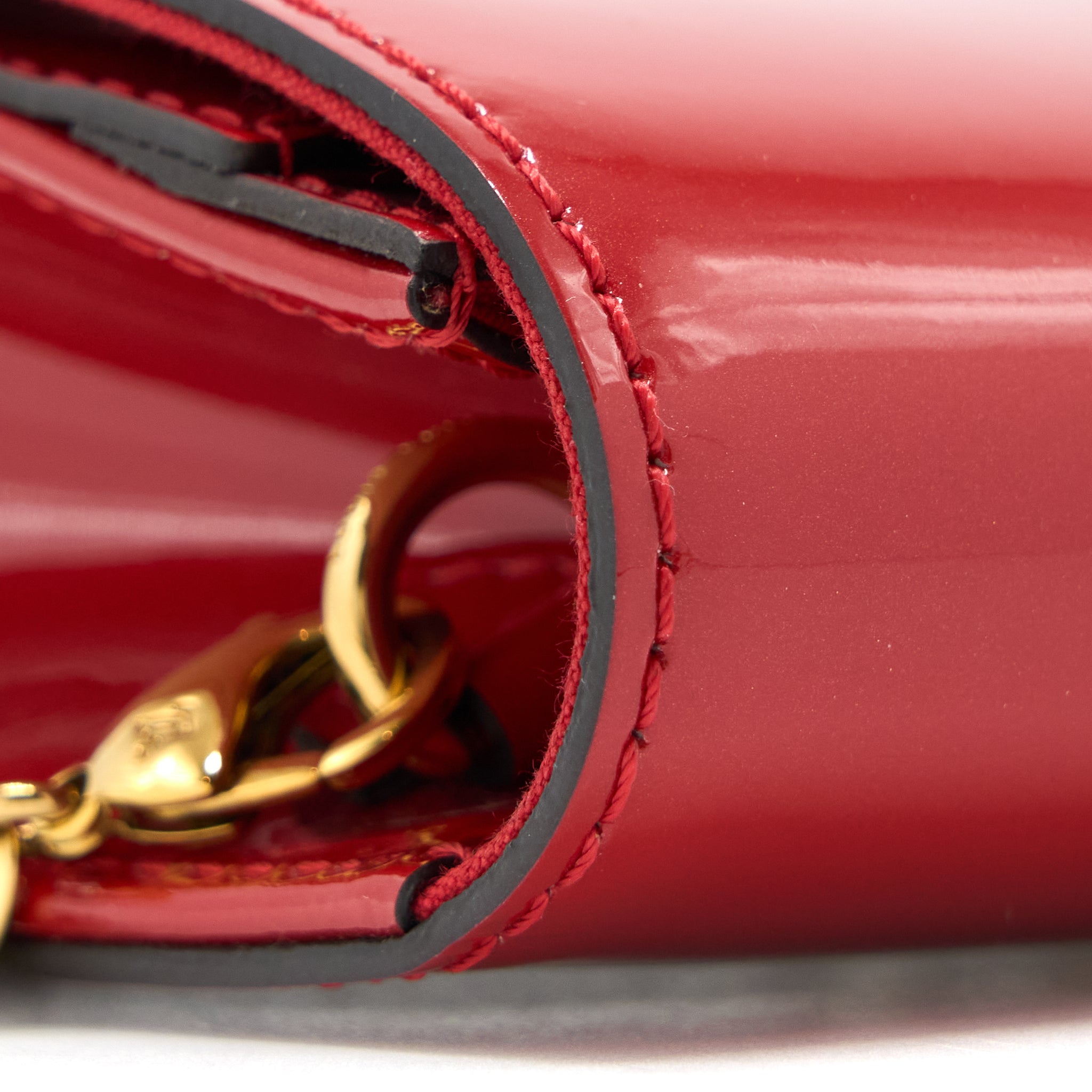 LOUIS VUITTON LOUIS CHAIN BAG PATENT RED GHW
