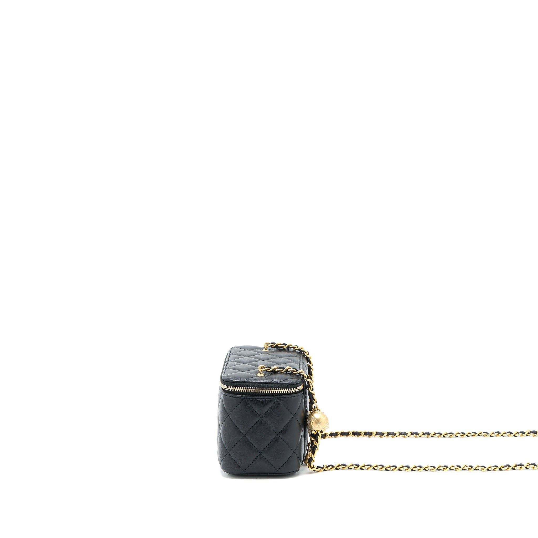 CHANEL PEARL CRUSH LONG VANITY CASE LAMBSKIN BLACK GHW (MICROCHIP)