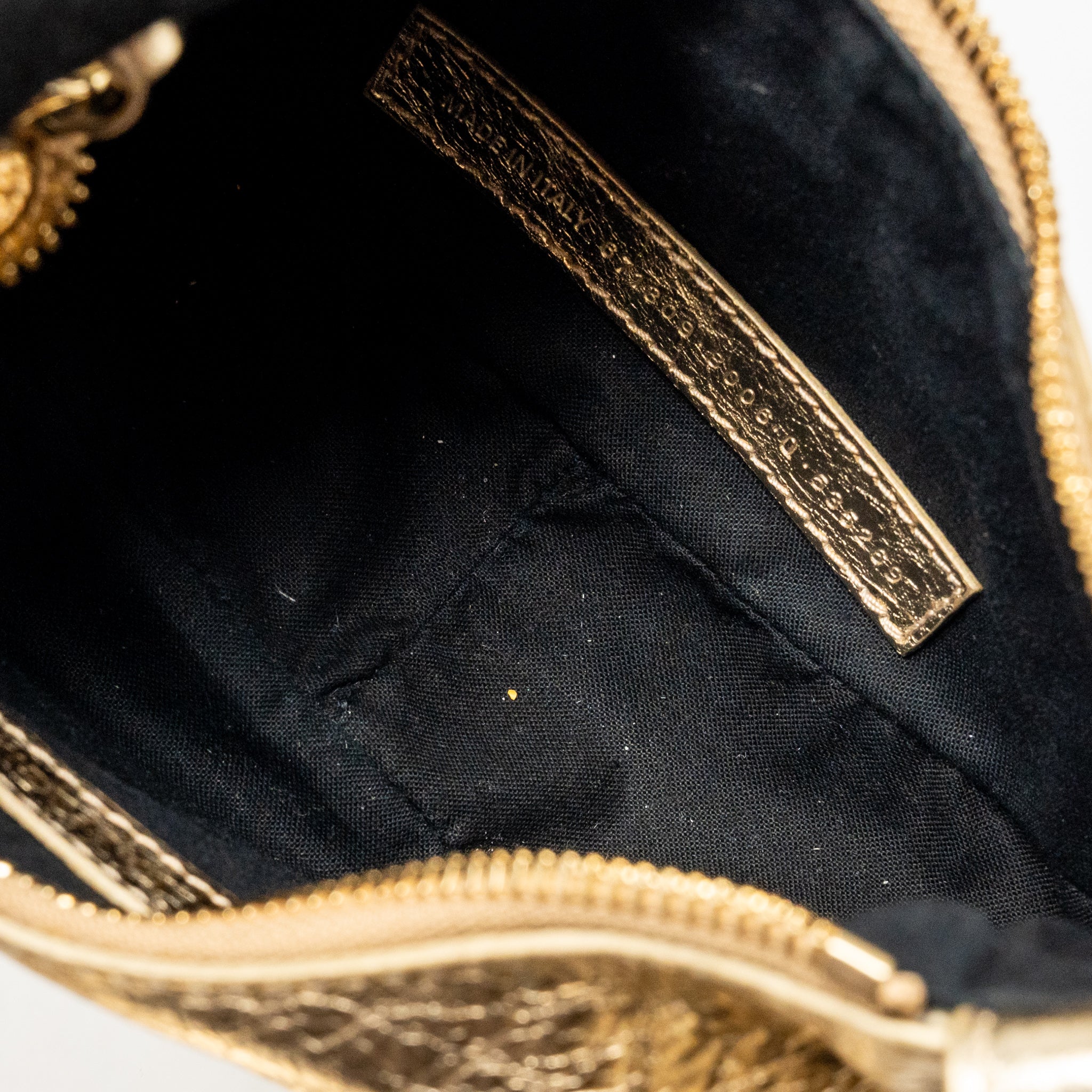 BALENCIAGA LE CAGOLE XS SHOULDER BAG ARENA CRACKED LAMBSKIN GOLD GHW