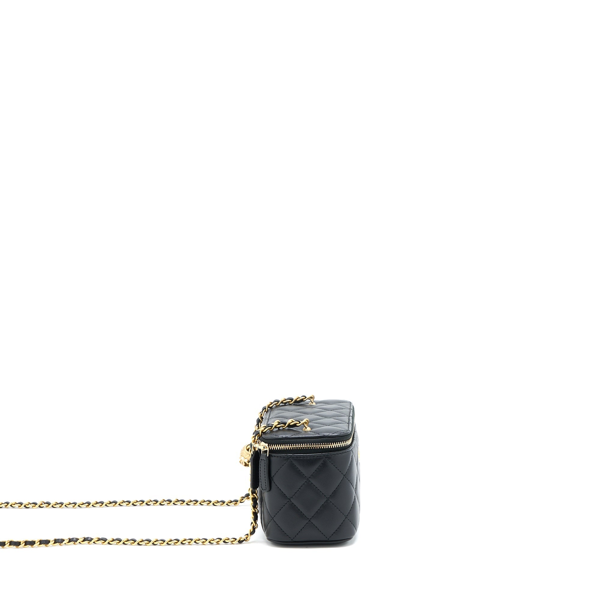 CHANEL PEARL CRUSH LONG VANITY CASE LAMBSKIN BLACK GHW (MICROCHIP)
