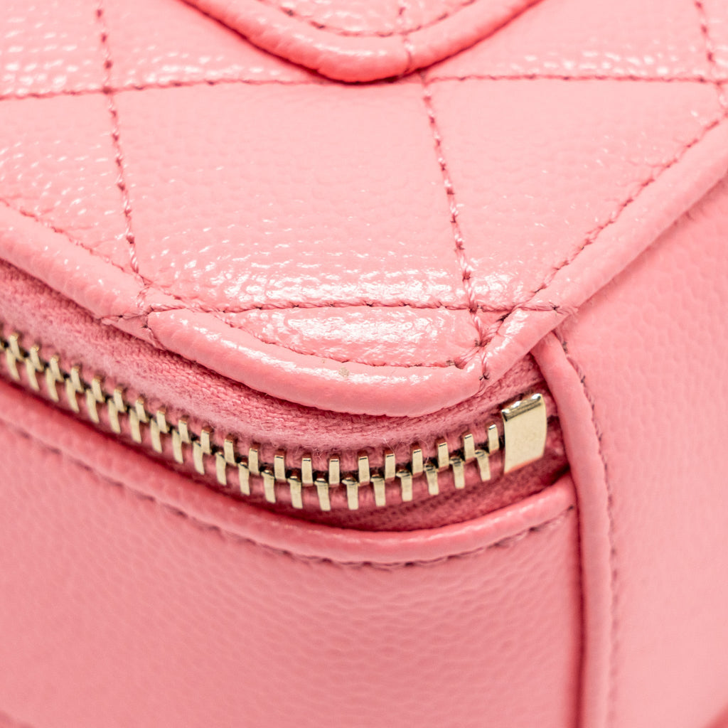 CHANEL 22S LETTER TOP HANDLE SMALL VANITY CASE CAVIAR PINK BRUSHED GHW (MICROCHIP)