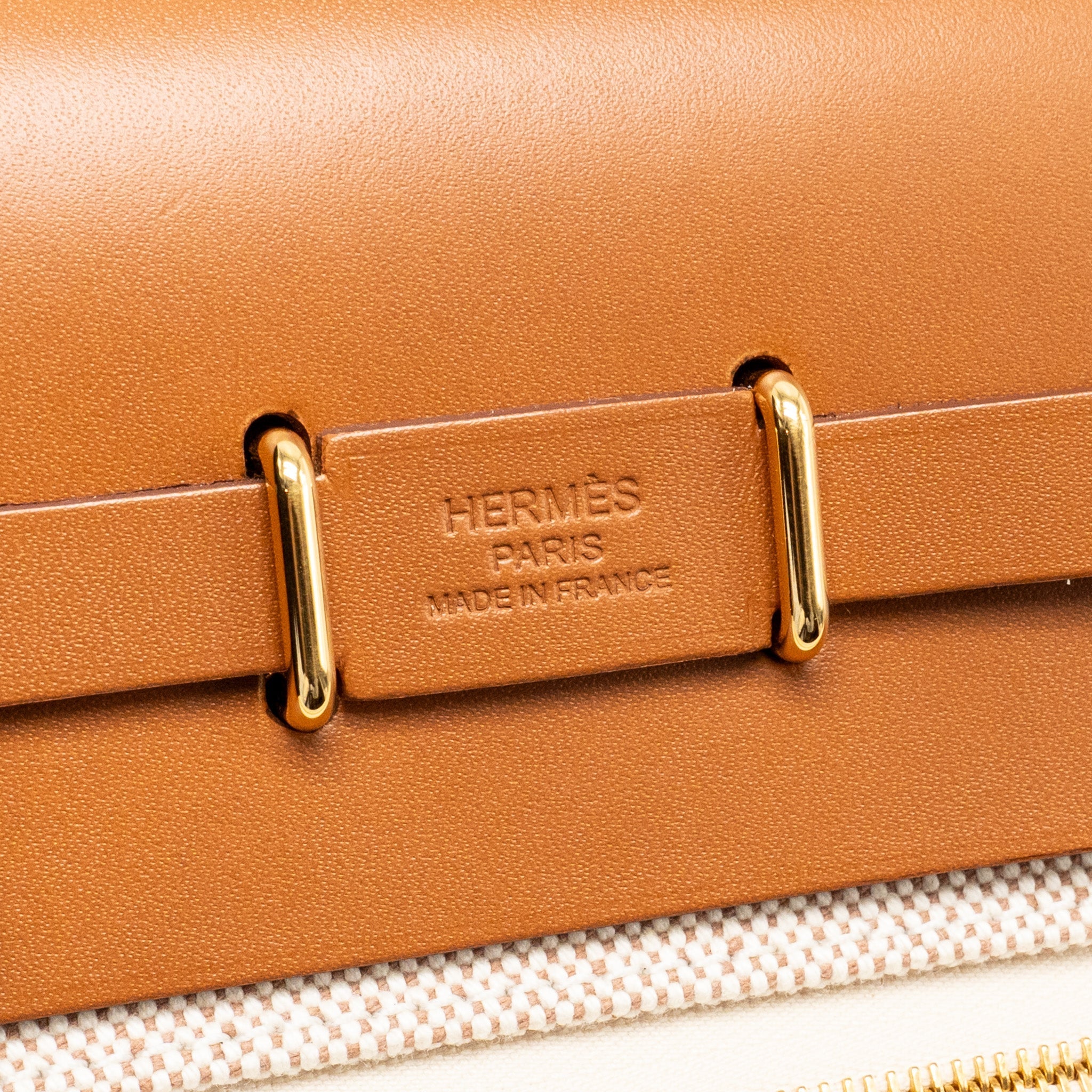 HERMES HERBAG MINI CANVAS/HUNTER LEATHER ECRU/BEIGE/FAUVE GHW
